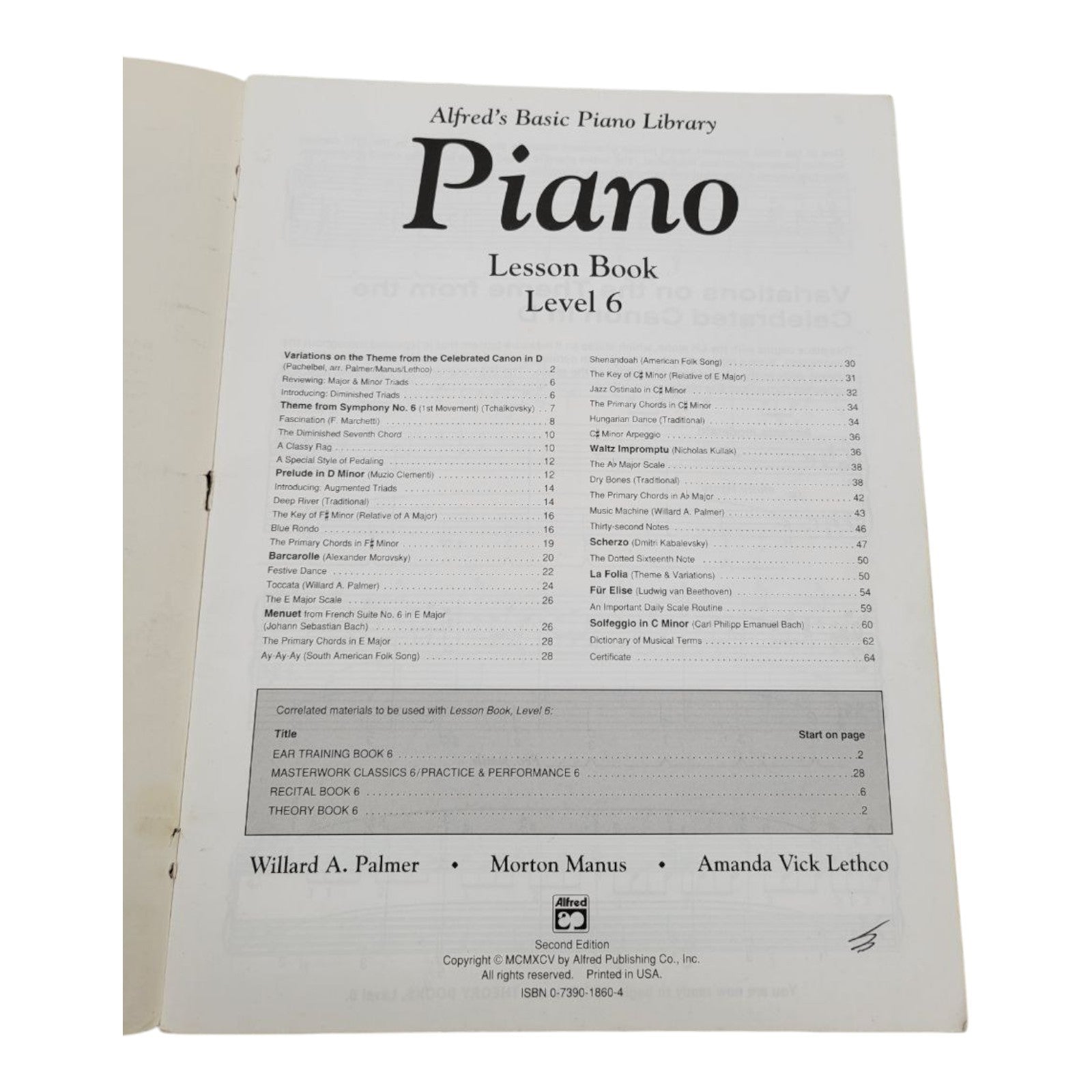 Alfreds Basic Piano Library Piano Lesson Book Level 6 by Palmer Manus Lethco