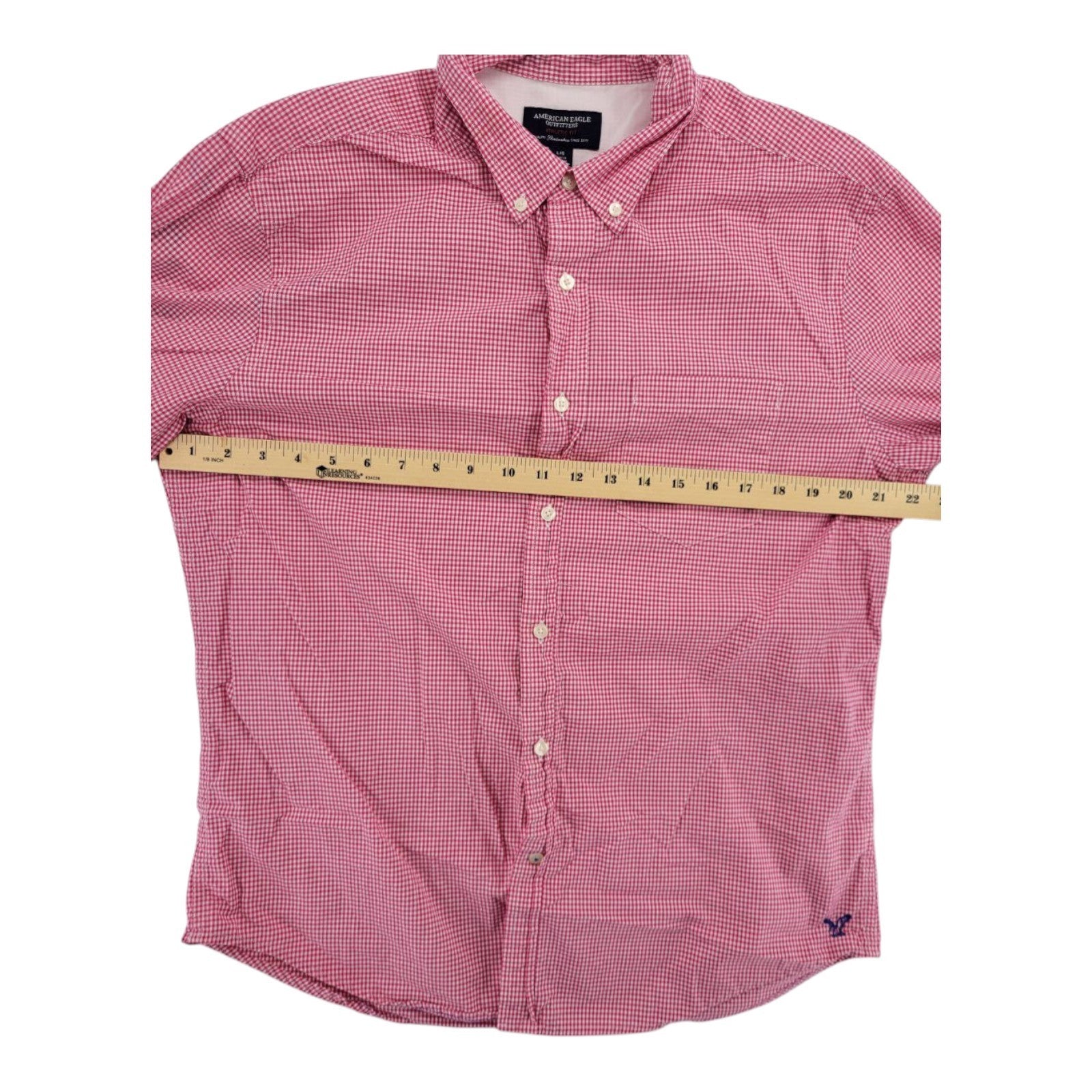 American Eagle Men's Red Gingham Button Shirt Athletic Fit Size L