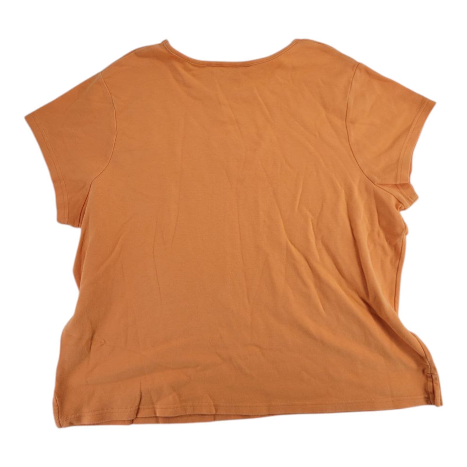 CJ Banks Orange Hand Embroidered Beaded Floral Tee Short Sleeve Top Women's 2X