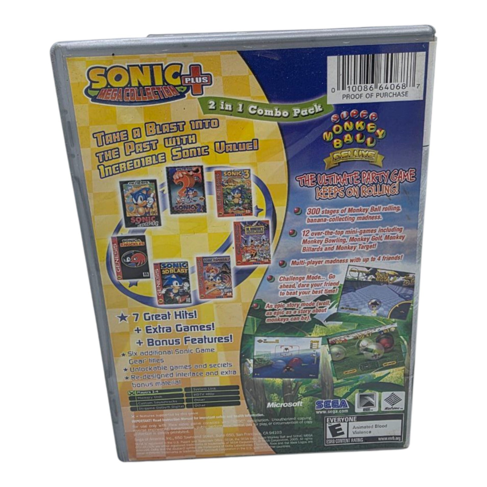 Xbox Sonic Mega Collection Plus 2-in-1 Combo Pack - No Super Monkey Ball Disc