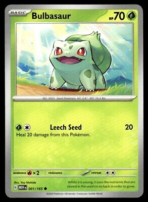 Pokemon 2023 Scarlet & Violet 151 Bulbasaur Common #1 Near Mint Collectible Card