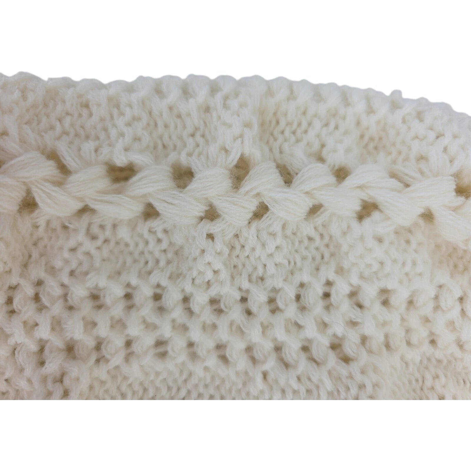 Hand Knit 50 x 52 in Long Cream / Off-White Knitting / crochet Project