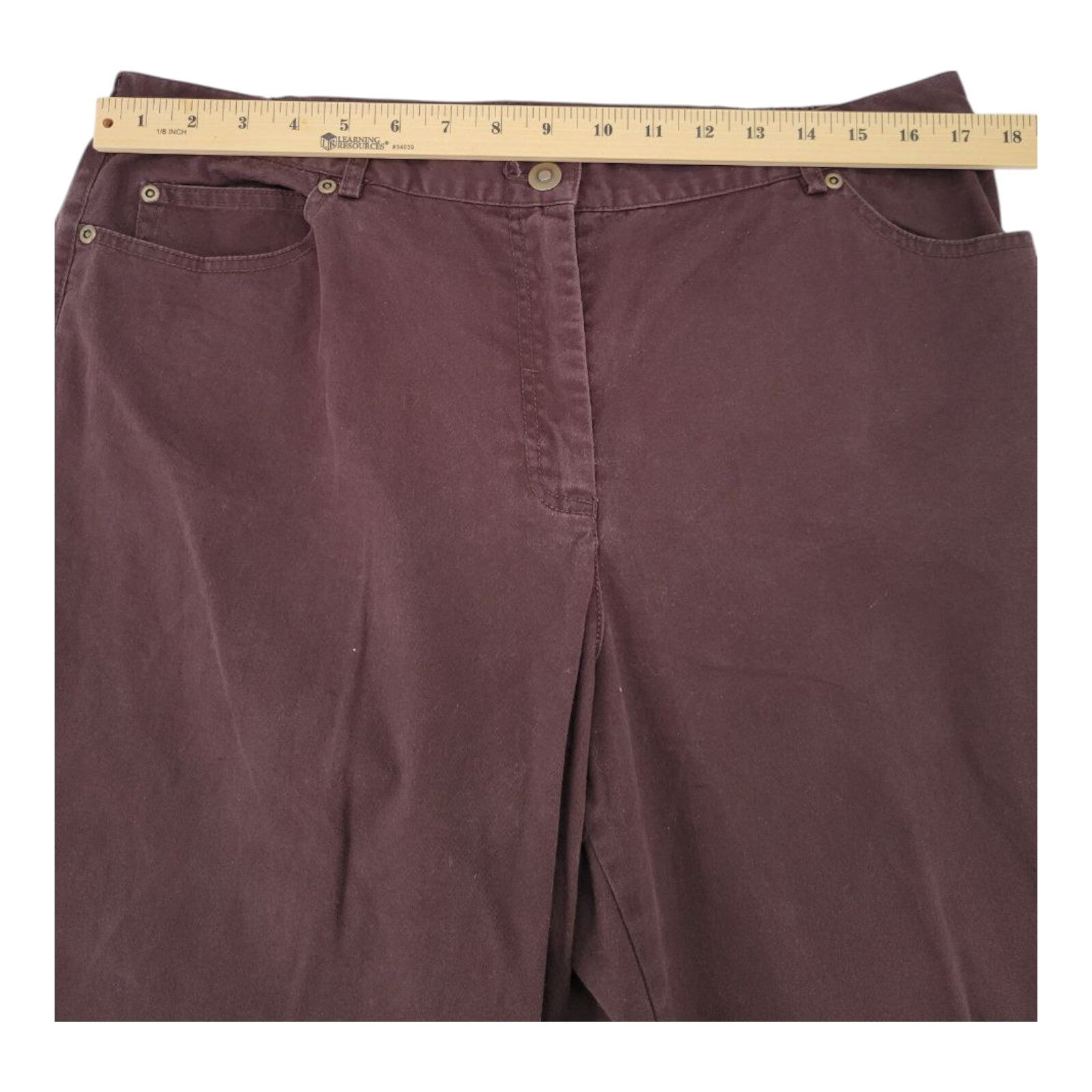 Ruby Rd Petite Straight Leg Stretch Pants Brown Cotton Blend Size 16P
