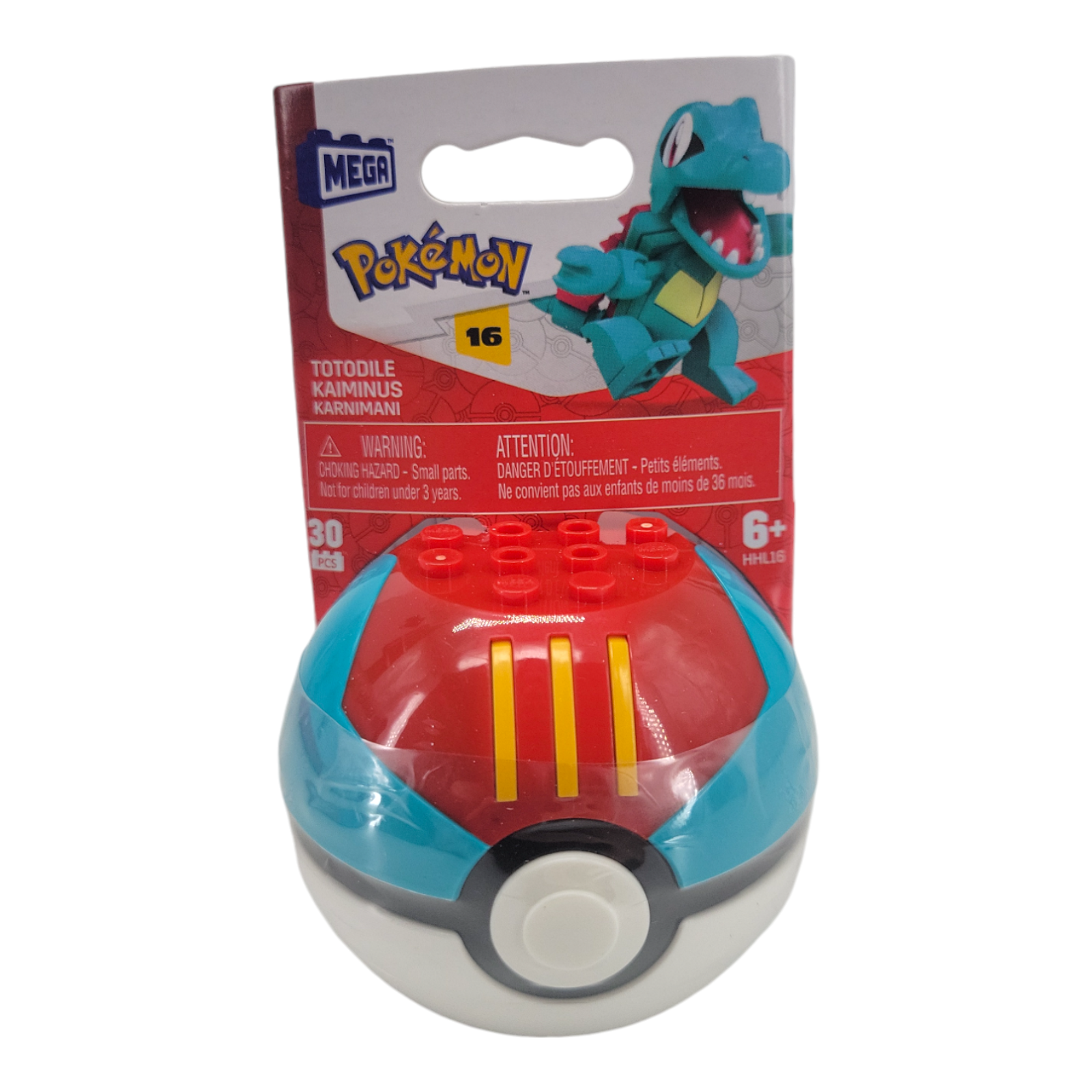 MEGA Pokemon Totodile Building Set with 30 Pieces and Poke Ball Series 16