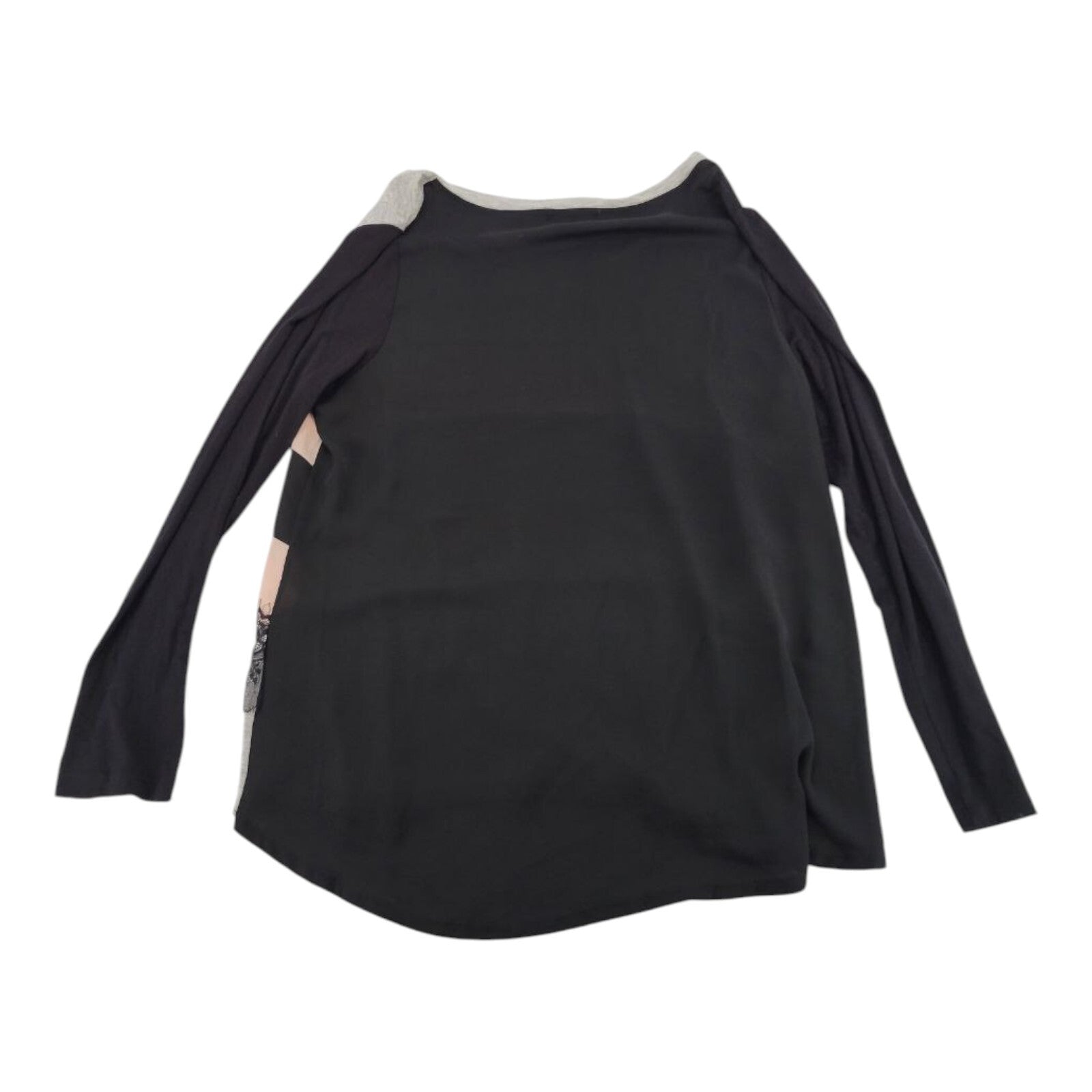 B'leev Womens Long Sleeve Blouse Lace Striped Black Gray Pink Size XL
