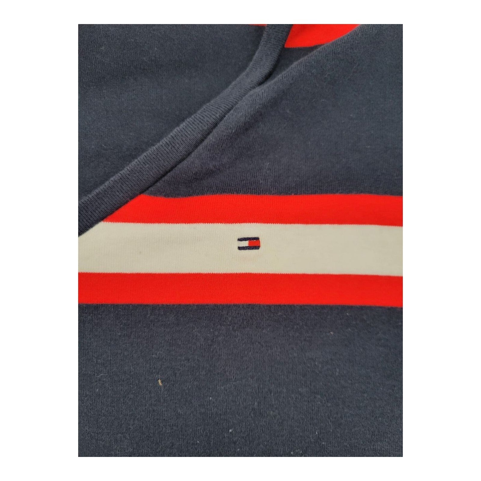 Tommy Hilfiger Womens Navy Red White Striped V Neck Tee XXL