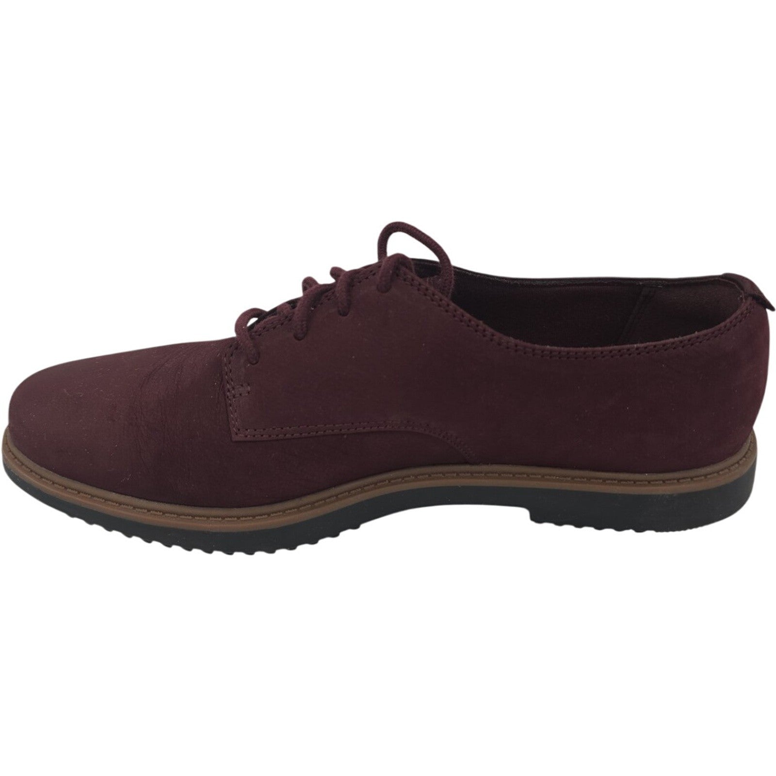 Clarks Collection Women’s Maroon Suede Lace-Up Oxford Shoes Size 8M Cushion Soft