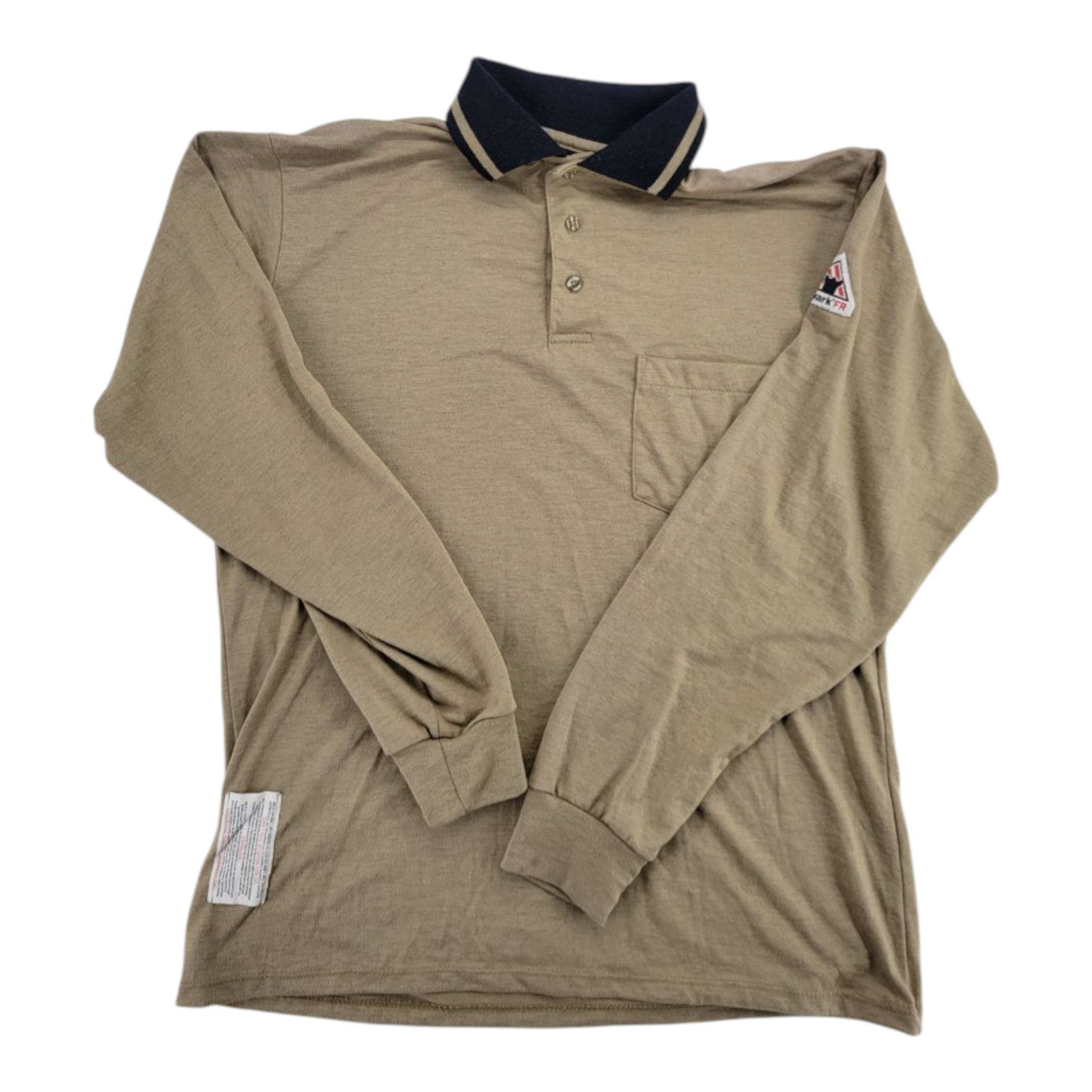 Bulwark FR Men's Flame Resistant Tan Long Sleeve Polo Shirt Size M-RG