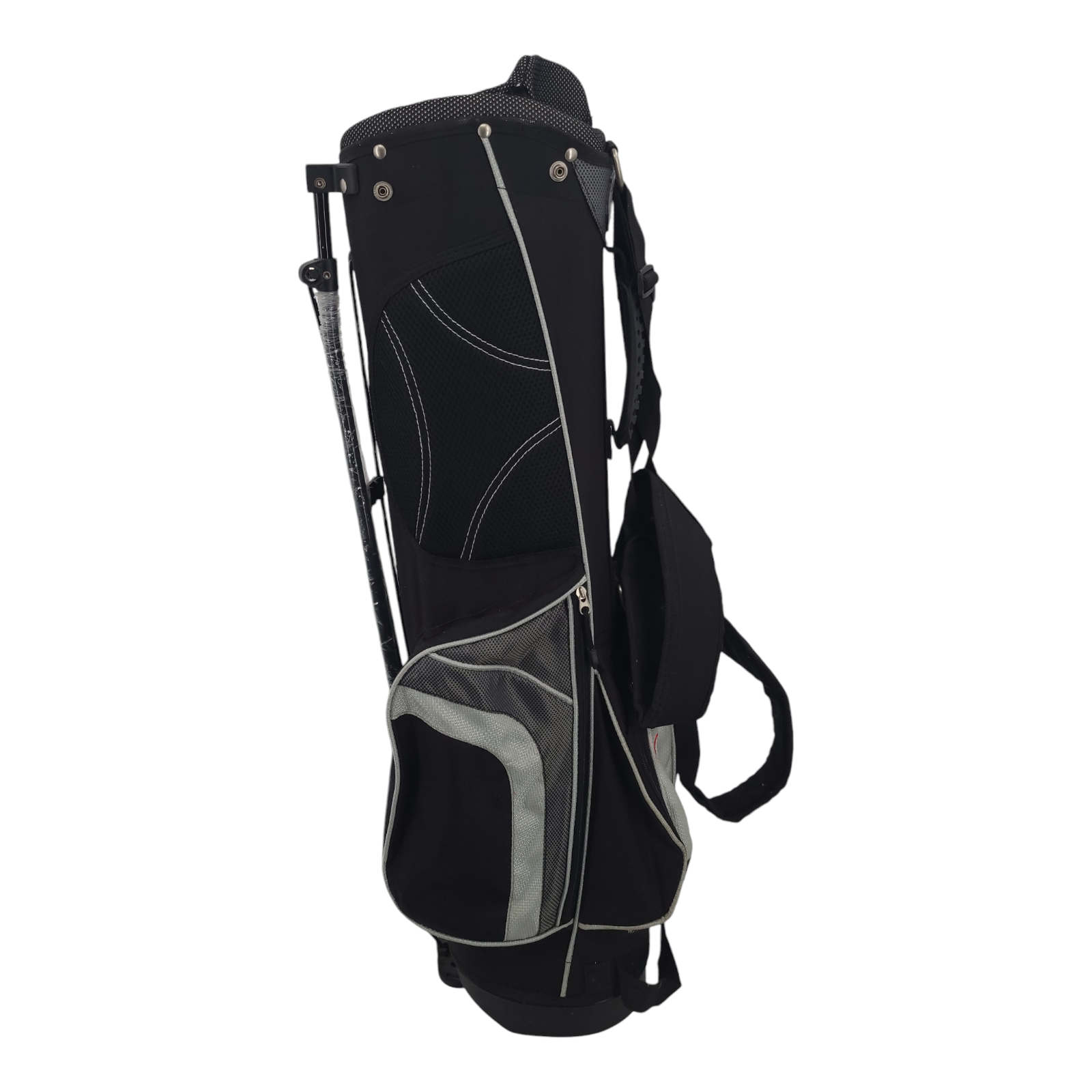 RAM Golf Stand Bag Black Silver 7-Way Divider Lightweight Carry with Strap