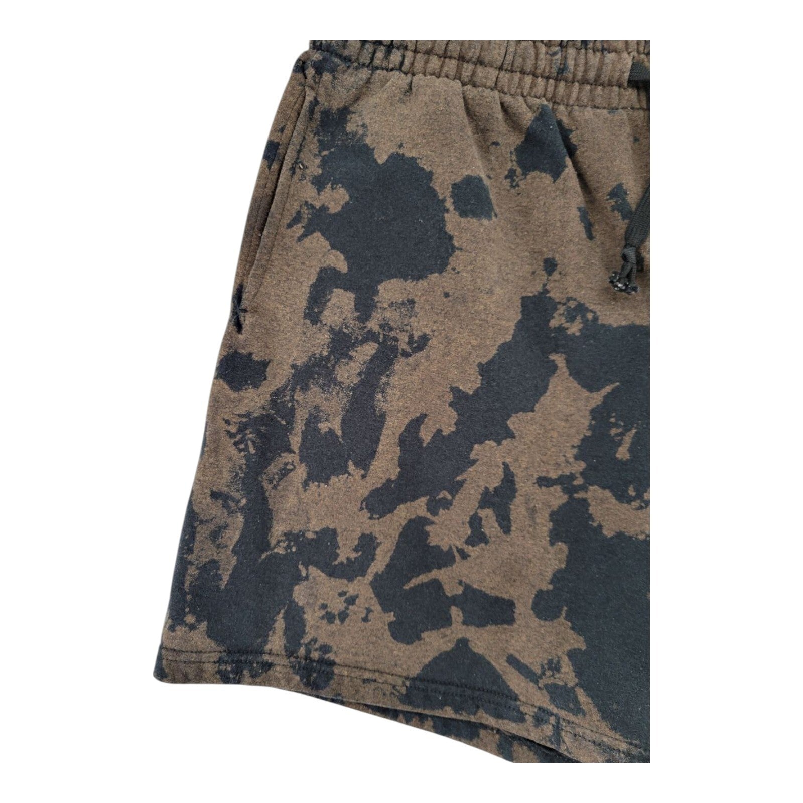 Artist Union Bleach Tie Dye Shorts Brown Black Skeleton Peace Graphic Size L