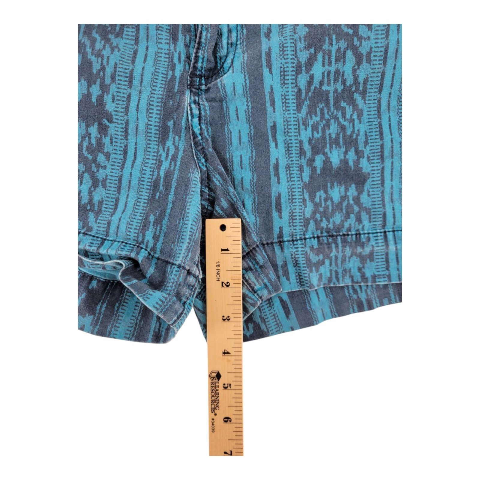 Calvin Klein Jeans Womens Blue Tribal Print Cotton Stretch Shorts Size 12