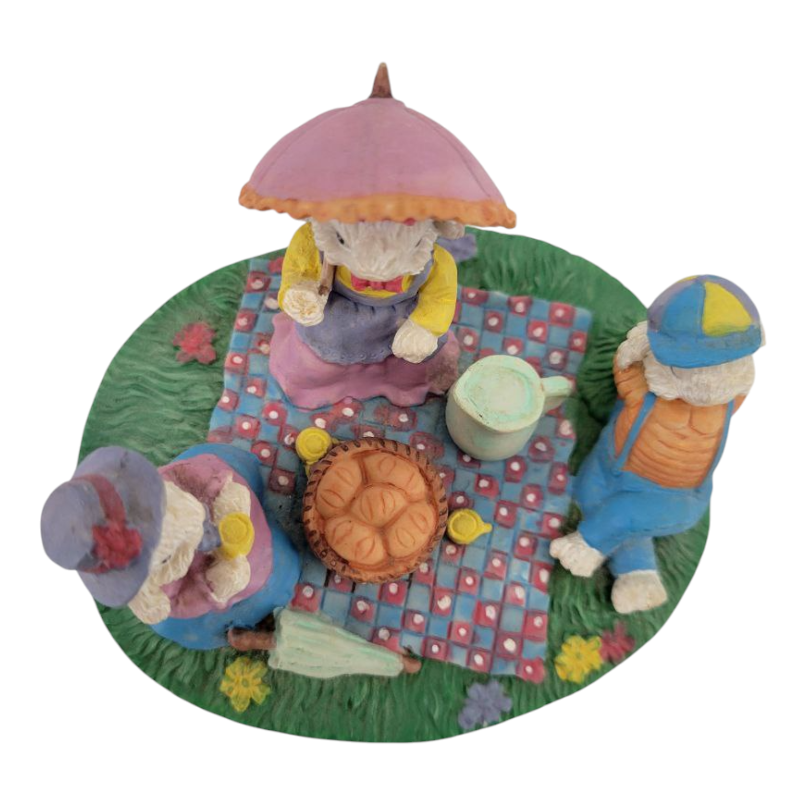 Vintage Easter Bunny Family Picnic Figurine Collectible Decor