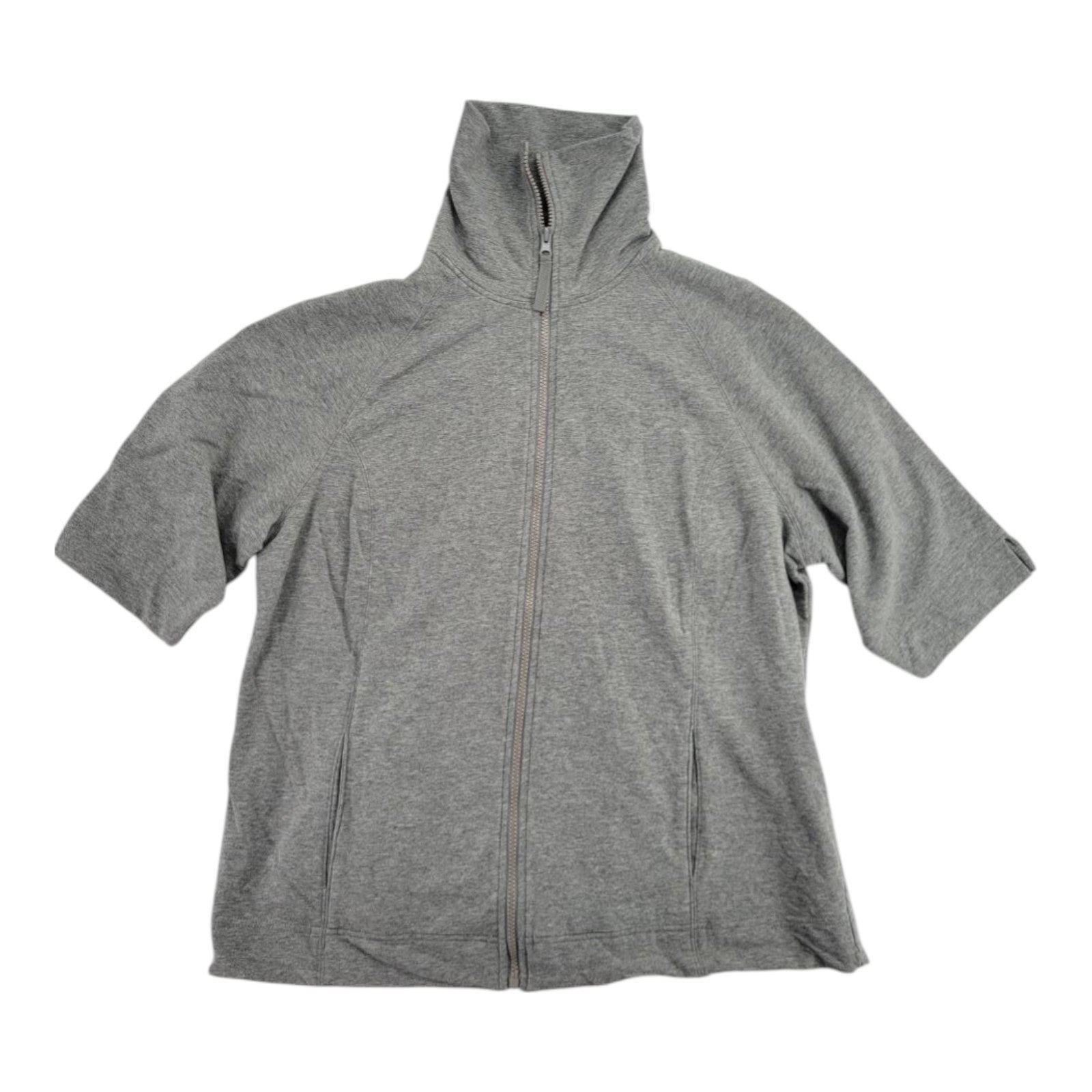 Venezia Jeans Women's Gray Zip Jacket Short Sleeve Cotton Blend Size 14/16