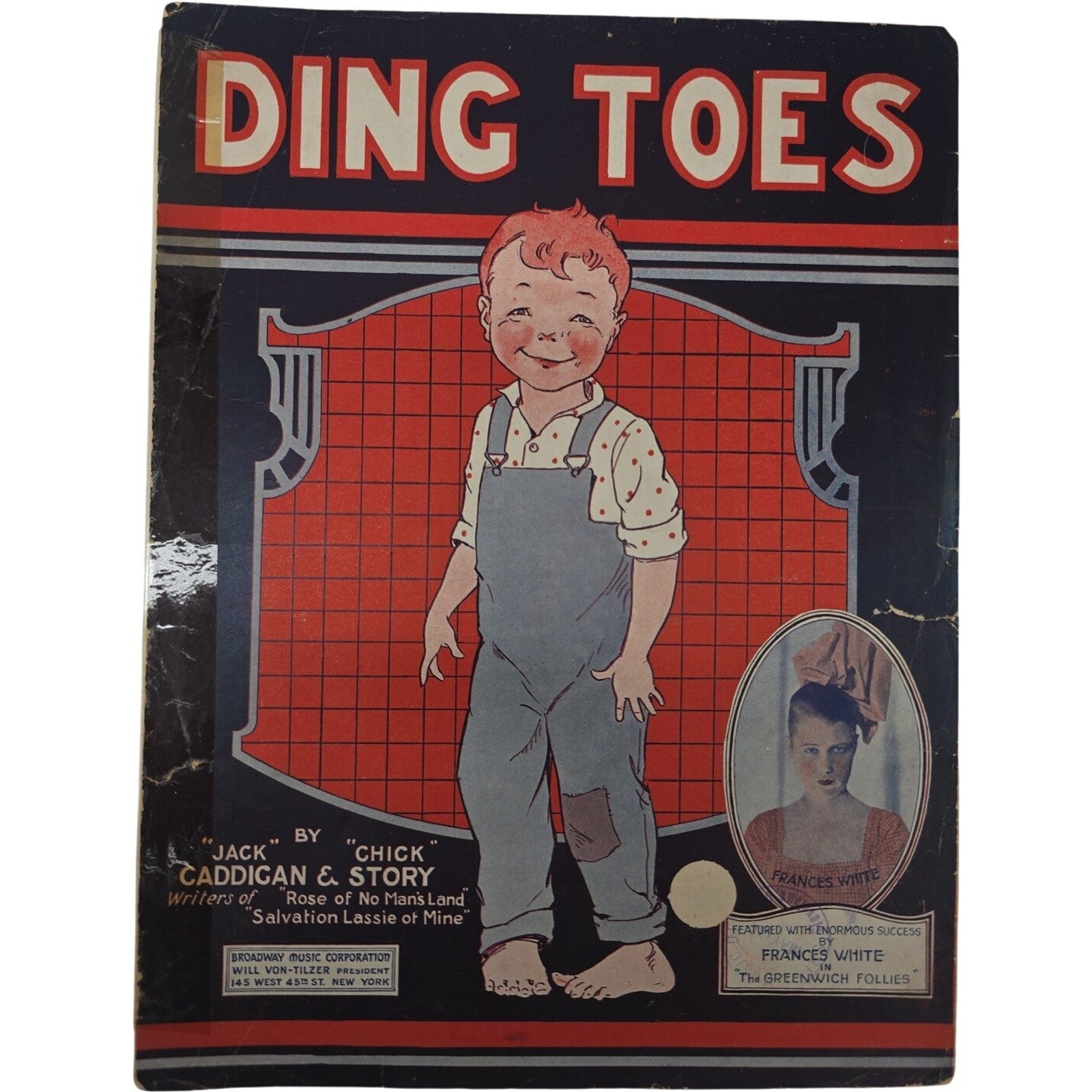 1920 Vintage Sheet Music Ding Toes Caddigan and Story Sung by Francis White
