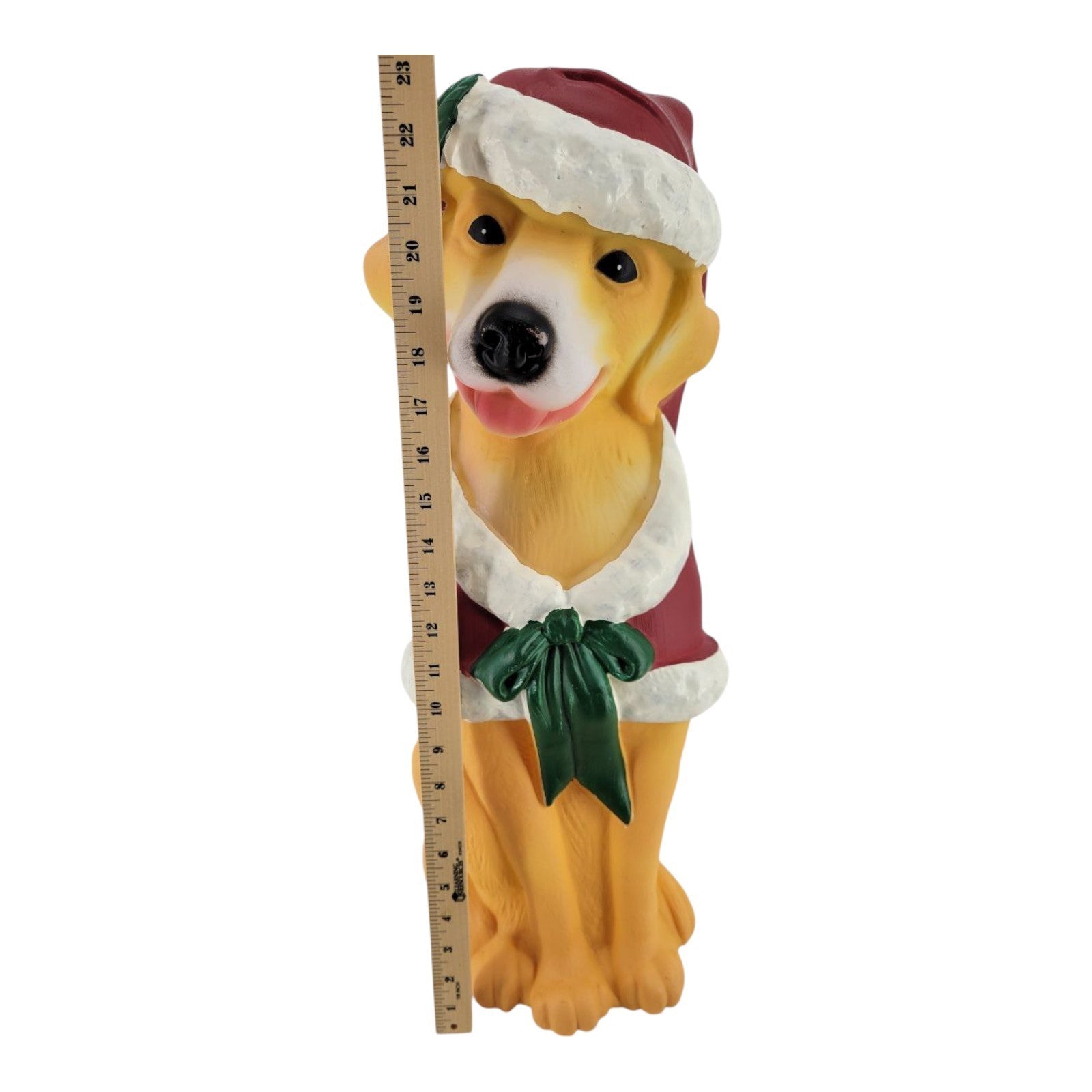 Holiday Time Lighted Golden Retriever Blow Mold Santa Suit Christmas Decor 24"