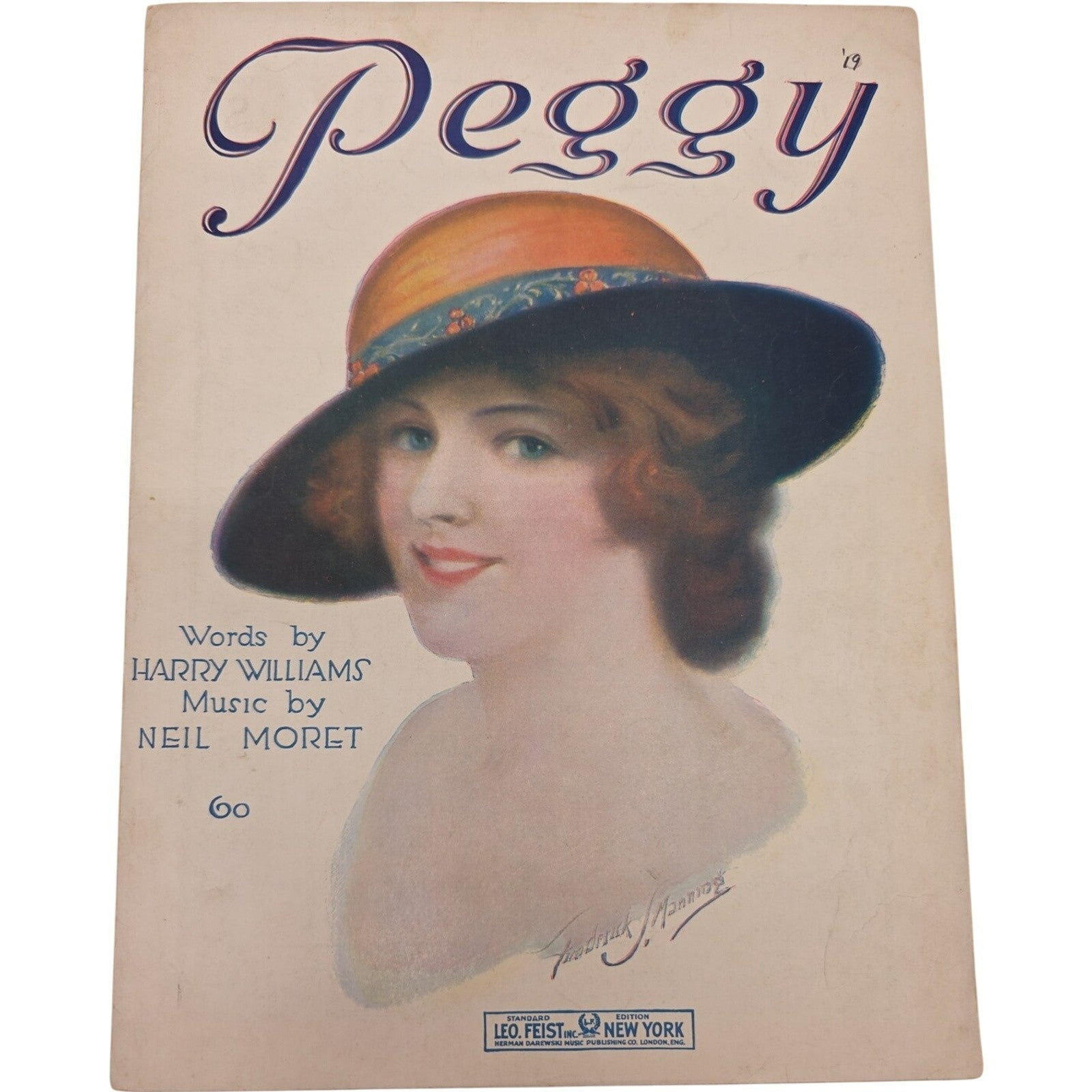 1919 Vintage Peggy By Neil Moret And Harry Williams Sheet Music