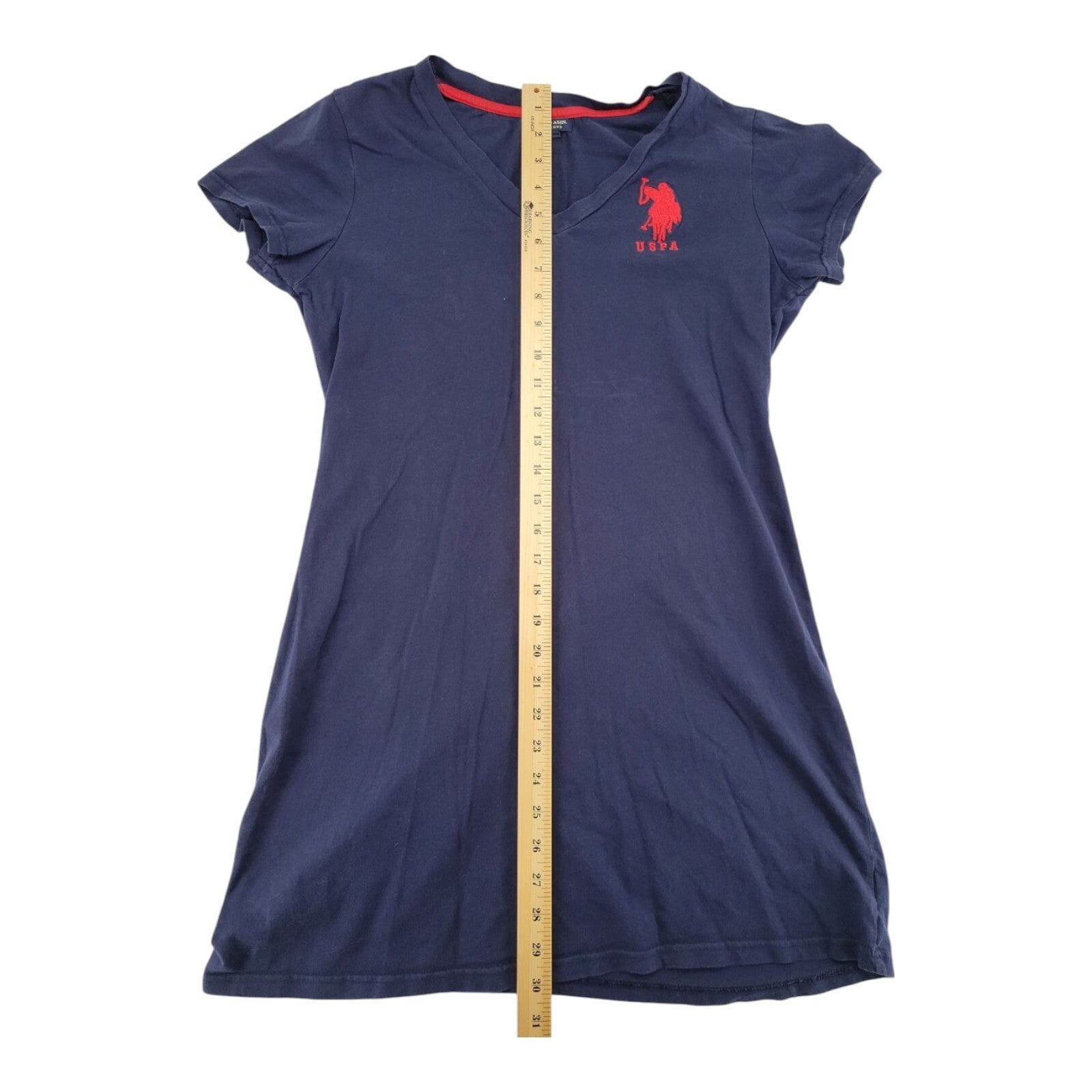 US Polo Assn Navy Blue V Neck Embroidered Logo T-Shirt Dress Womens Size M