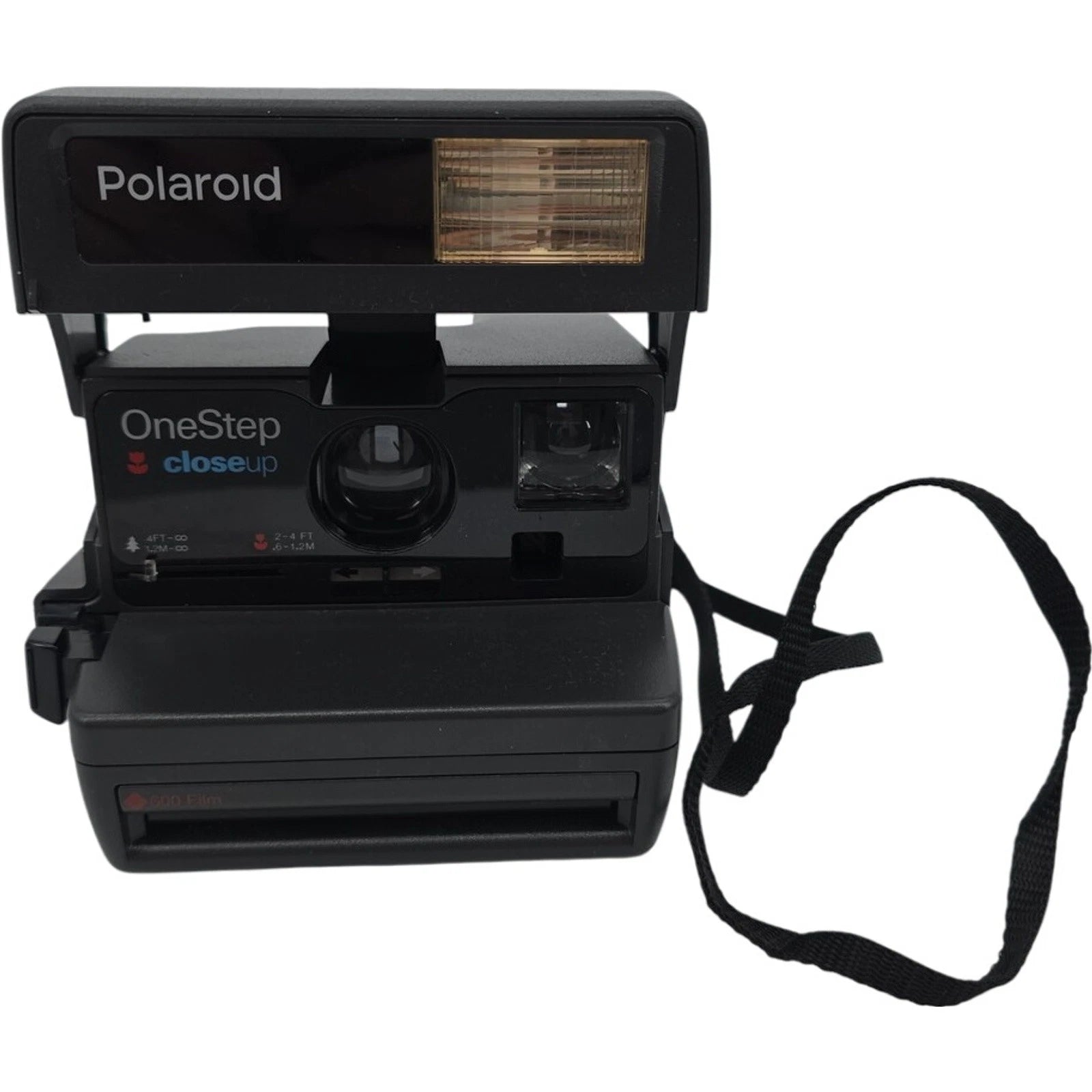 Polaroid OneStep CloseUp 600 Instant Film Camera Black Tested Working with Strap