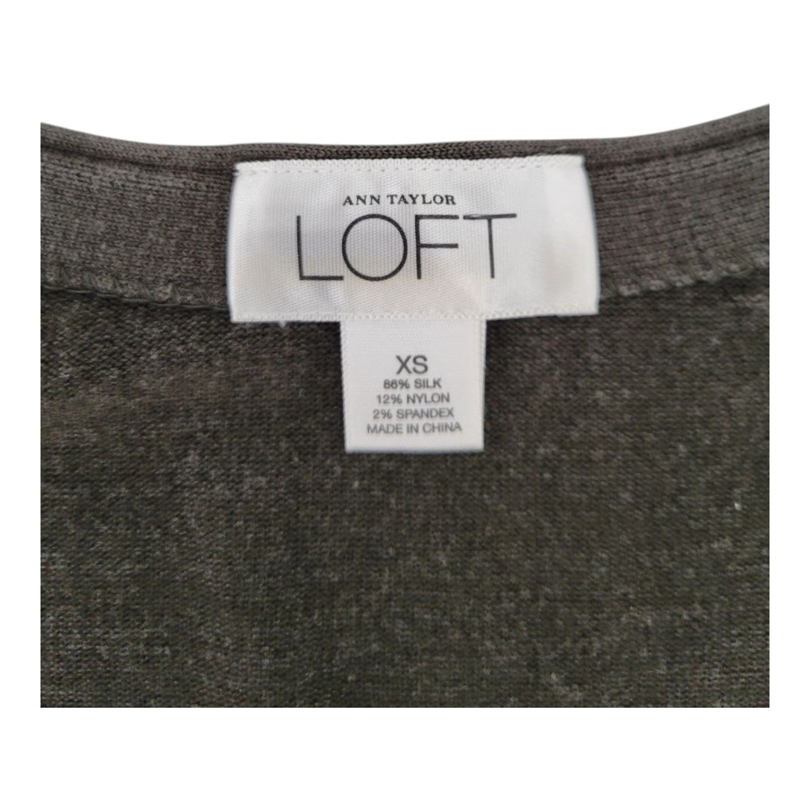 Ann Taylor LOFT Women's Taupe Silk Blend Cardigan V-Neck Button Front Sweater XS