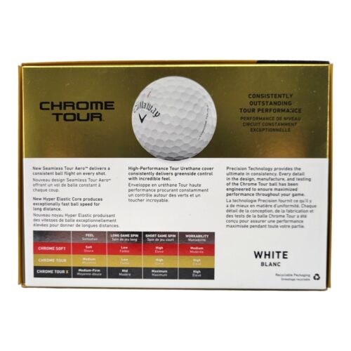 Callaway Chrome Tour Golf Balls White 12 Pack High Performance 2024 Edition