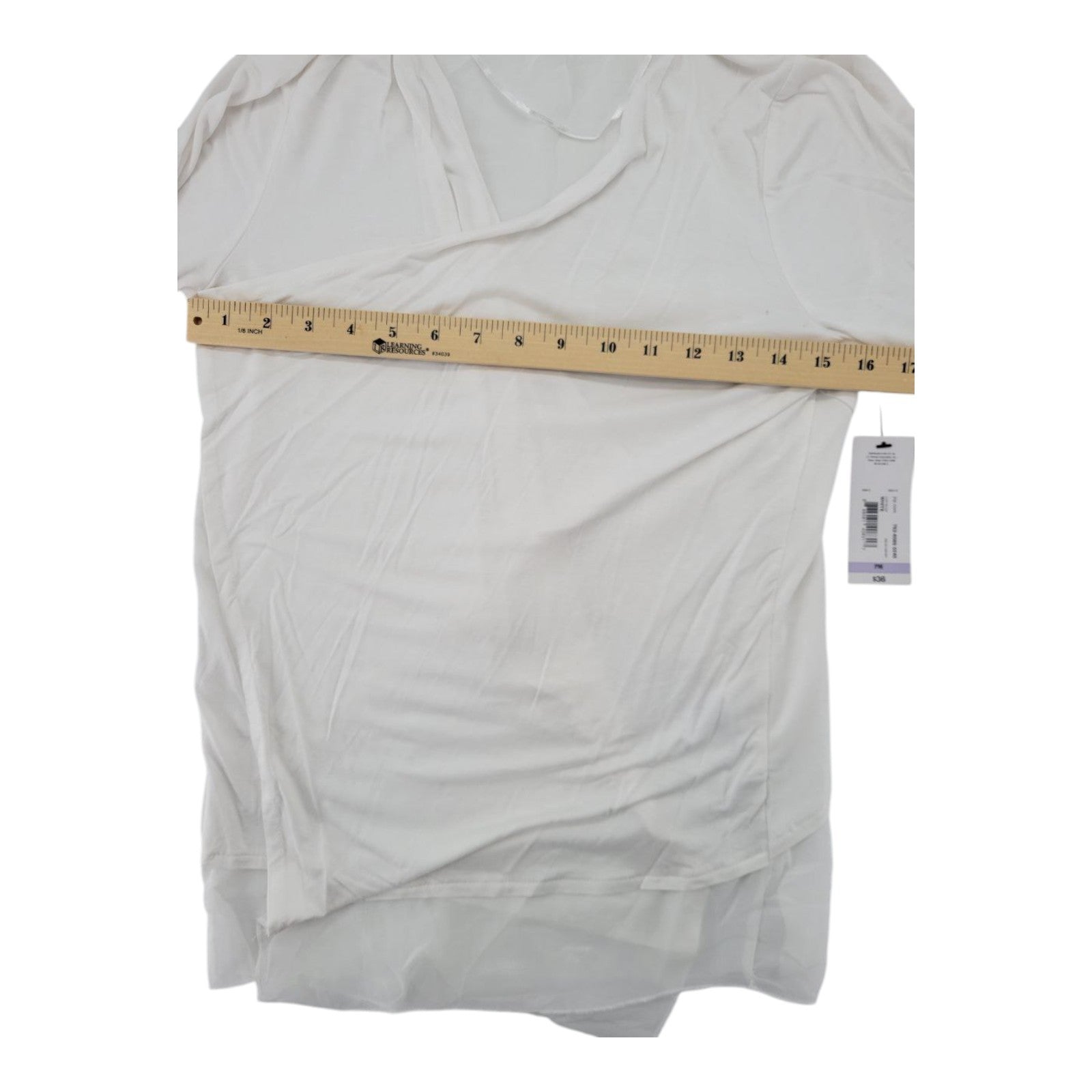 Ana A New Approach Petite White Long Sleeve Layered Hem Top Size PM