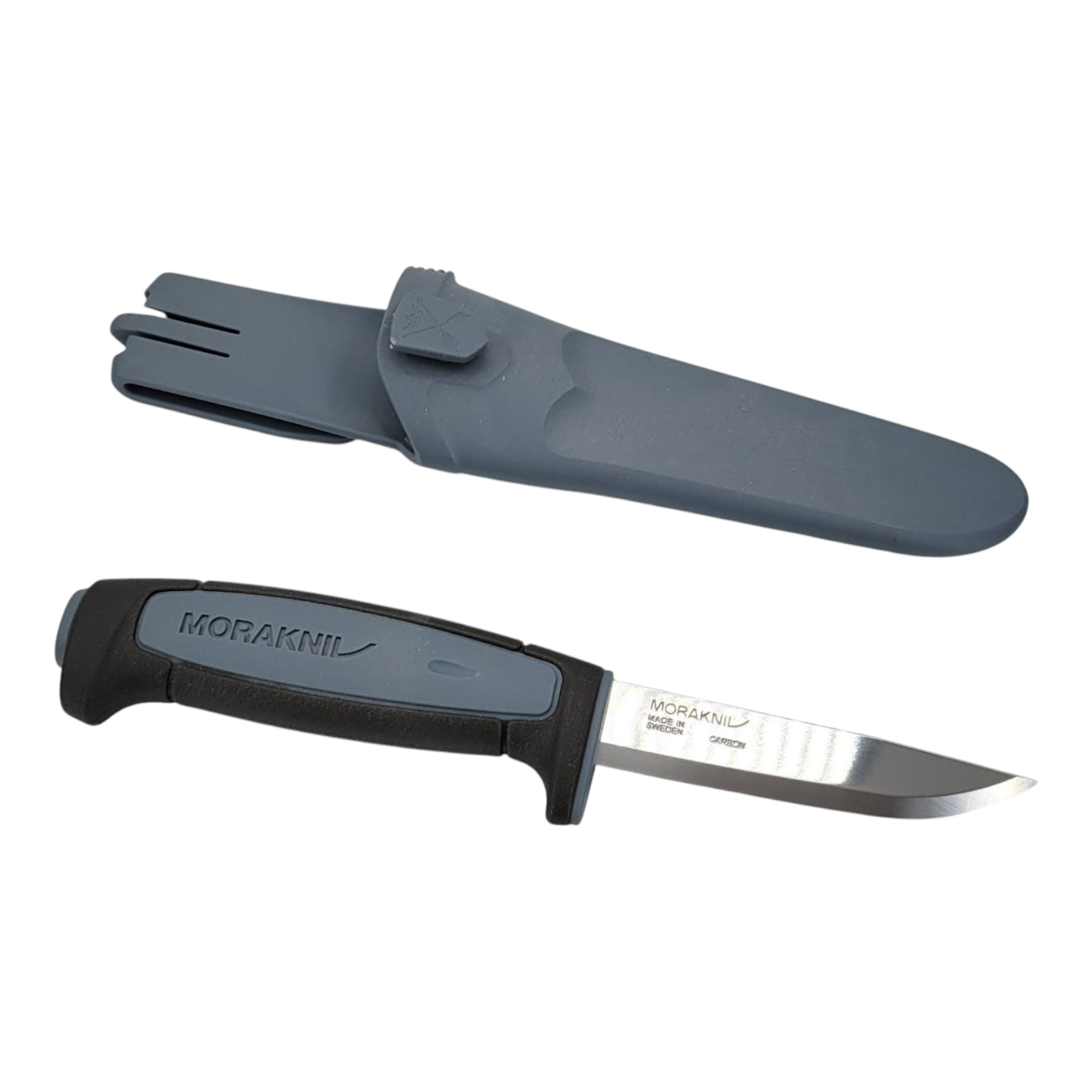 Mora Basic 511 Carbon Steel Blade Knife with Blue Gray Polypropylene Handle