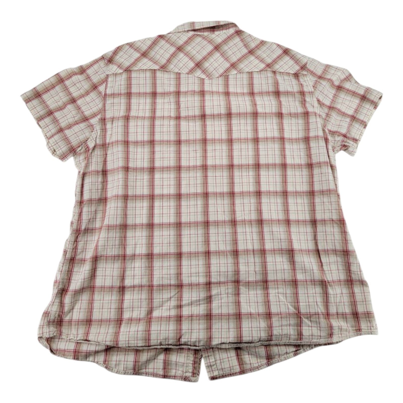 Mossimo Supply Co Athletic Fit Mens Short Sleeve Plaid Pearl Snap Shirt XXL