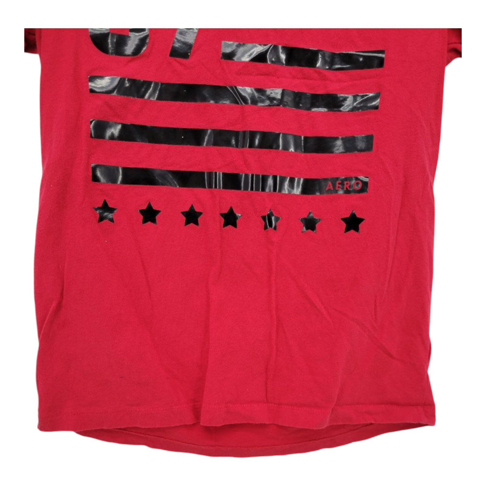 Aeropostale Mens Graphic Red T-Shirt Flag Stars Stripes Short Sleeve XS