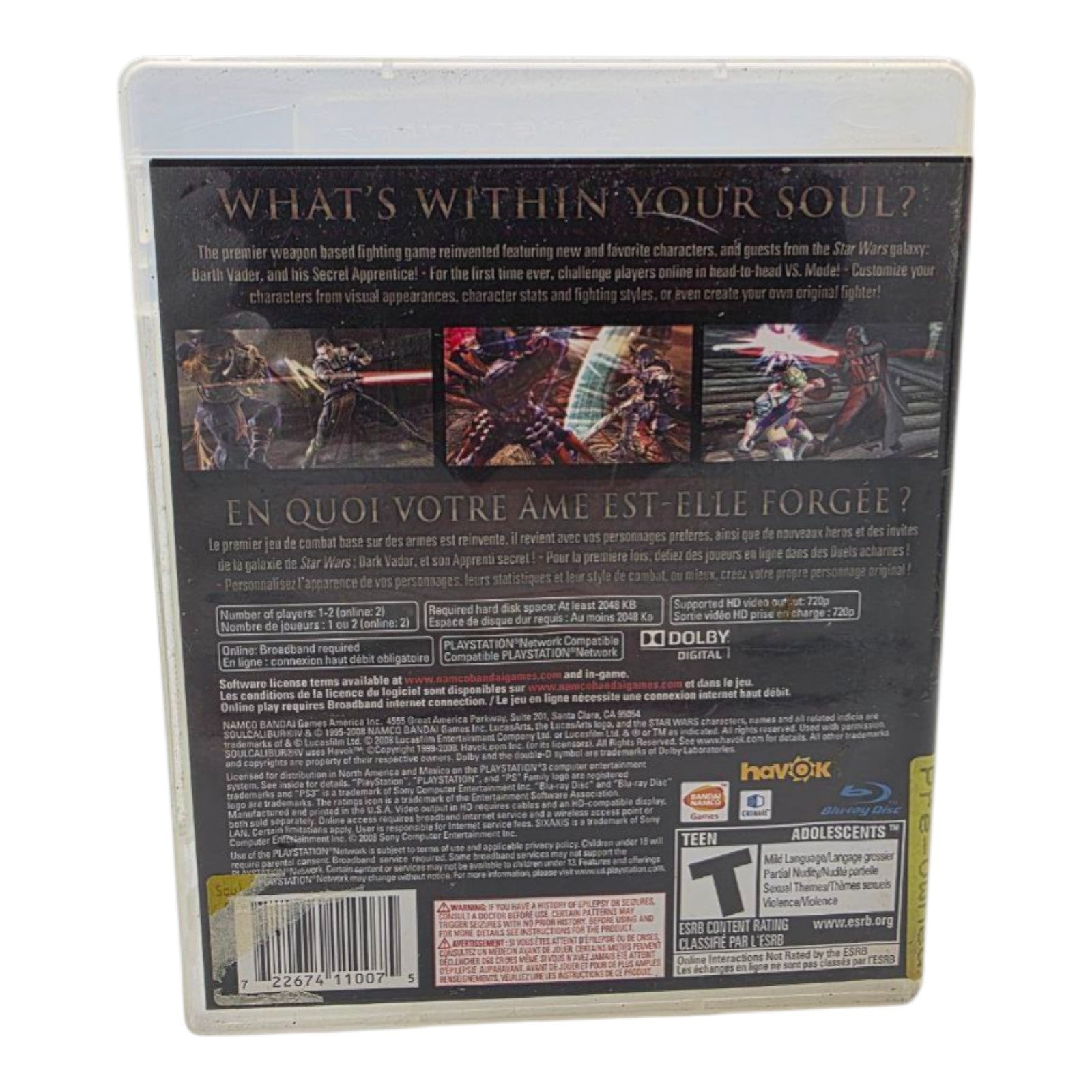 Soulcalibur IV Sony PlayStation 3 2008 PS3 Fighting Video Game Tested No Manual