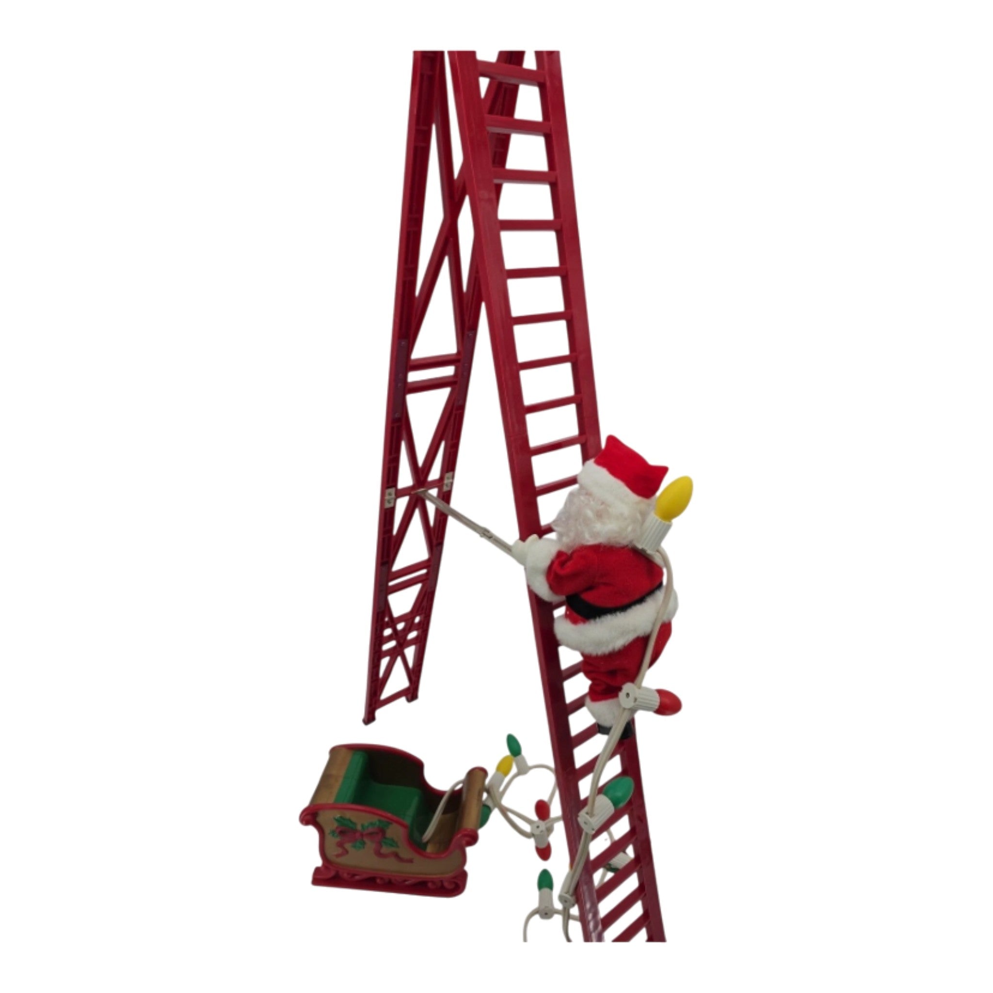 Mr. Christmas Stepping Santa Animated Climbing Ladder with Sleigh & Lights Music