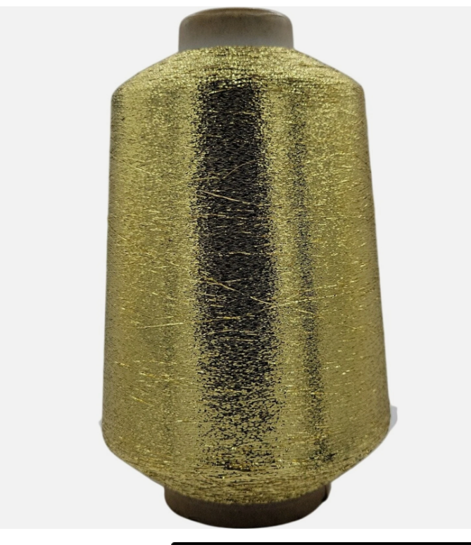 Vintage Gold Metallic Yarn Cone Shiny Weaving Knitting Embroidery Thread