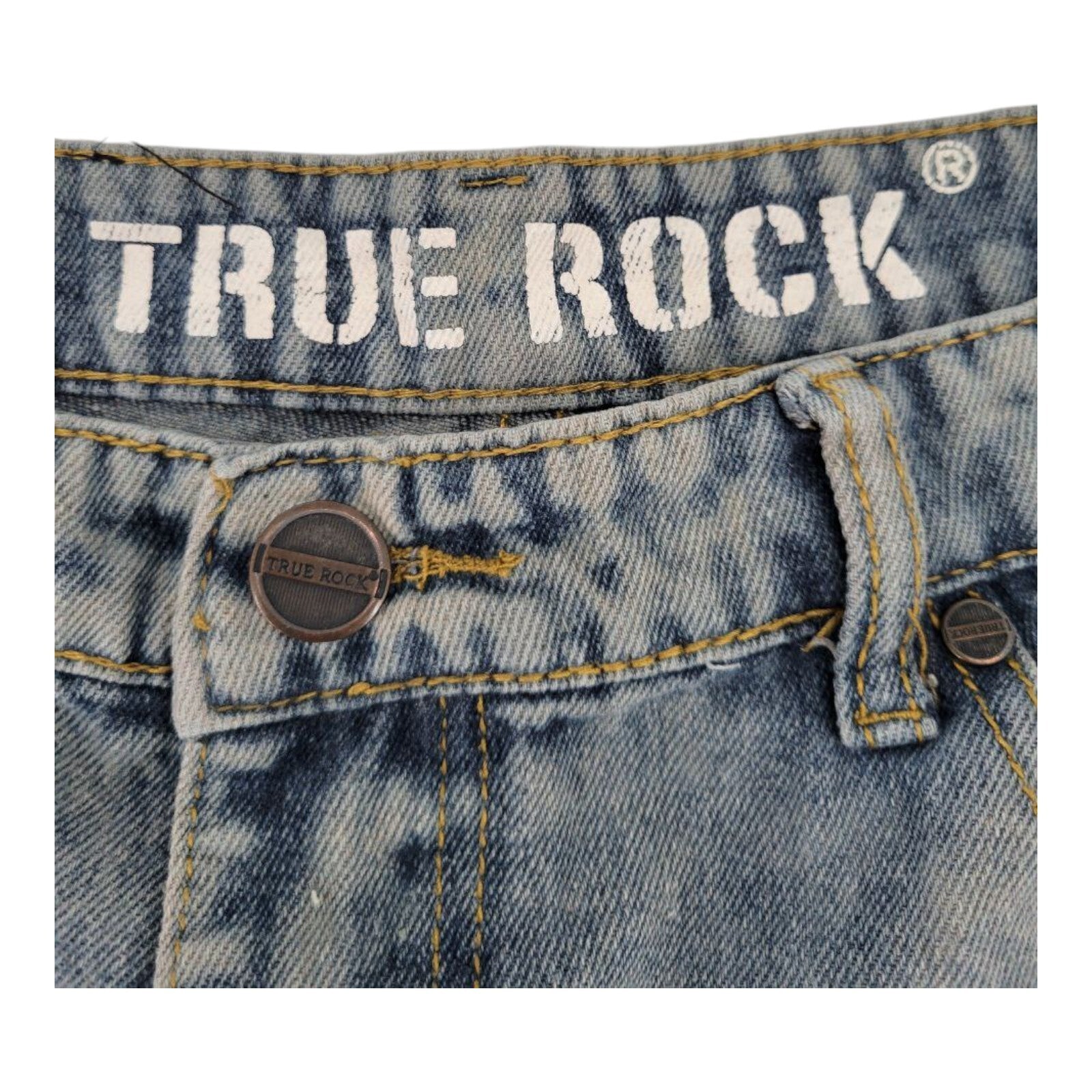 True Rock Distressed Denim Shorts Blue Cut Off Raw Hem Mens Size 38