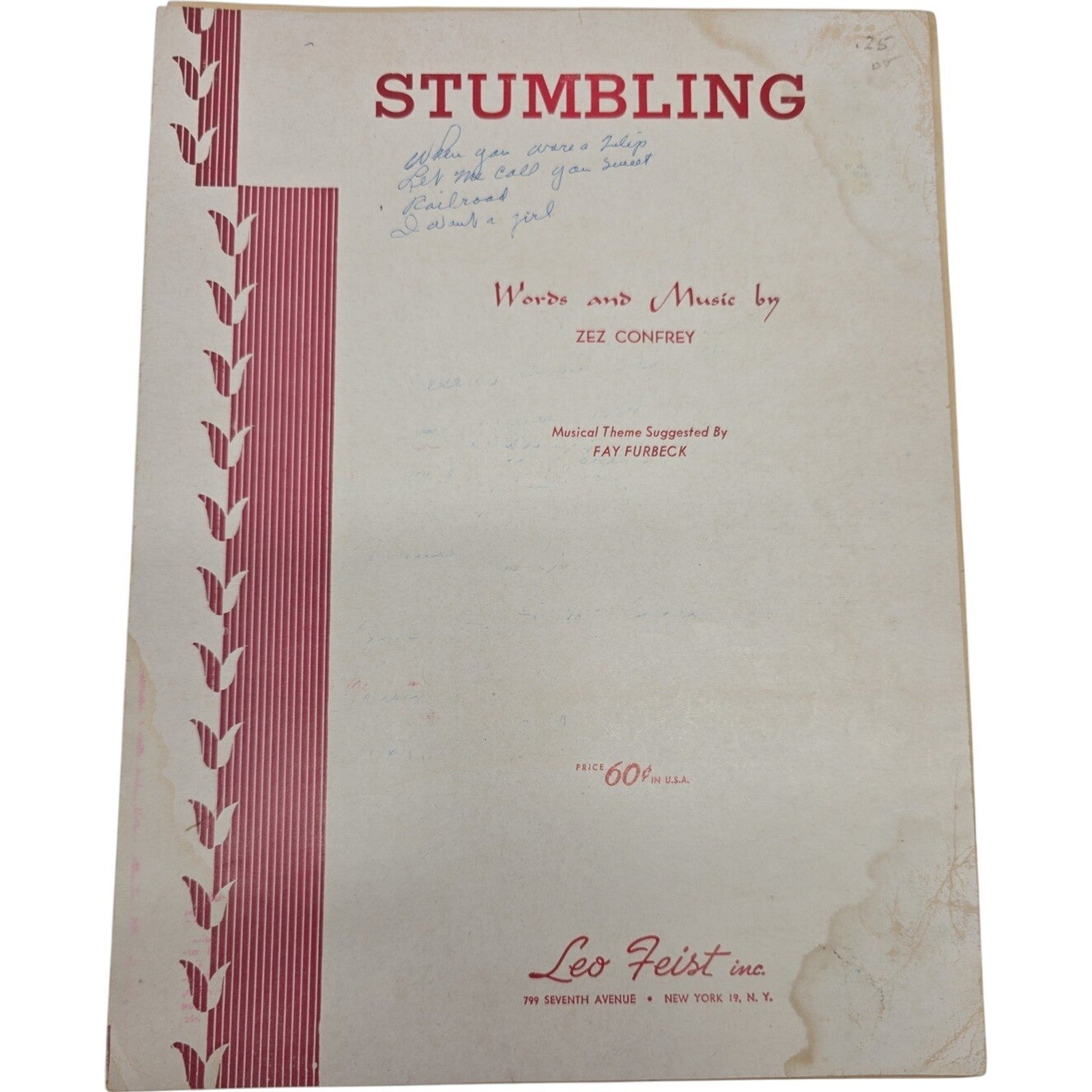 1922 Vintage Stumbling Sheet Music Words and Music by Zez Confrey