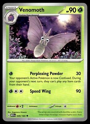 Pokemon 2023 Scarlet & Violet 151 Venomoth Uncommon #49 Near Mint Card