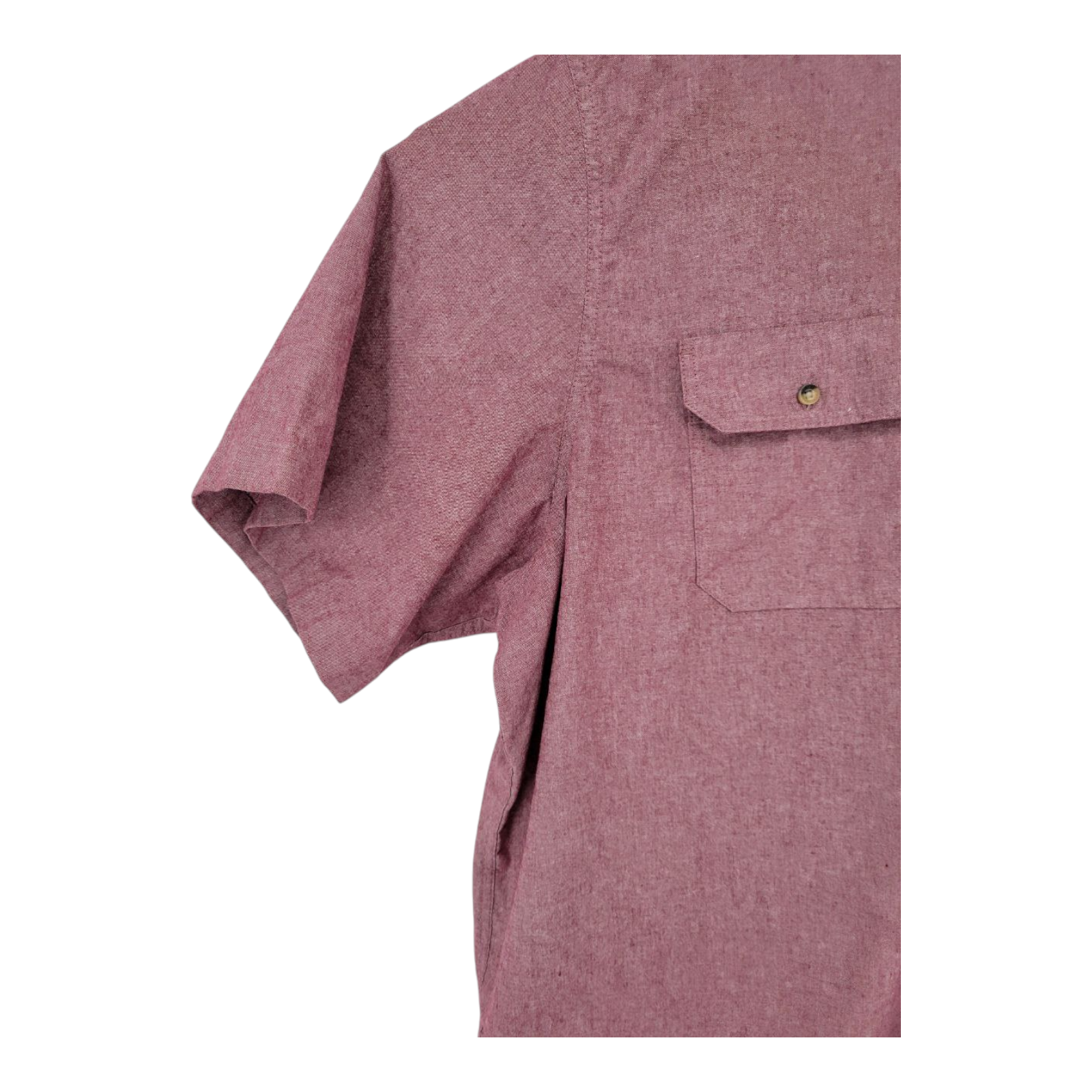 Wrangler Authentics Mens Short Sleeve Button Up Shirt Red Chambray 3XL