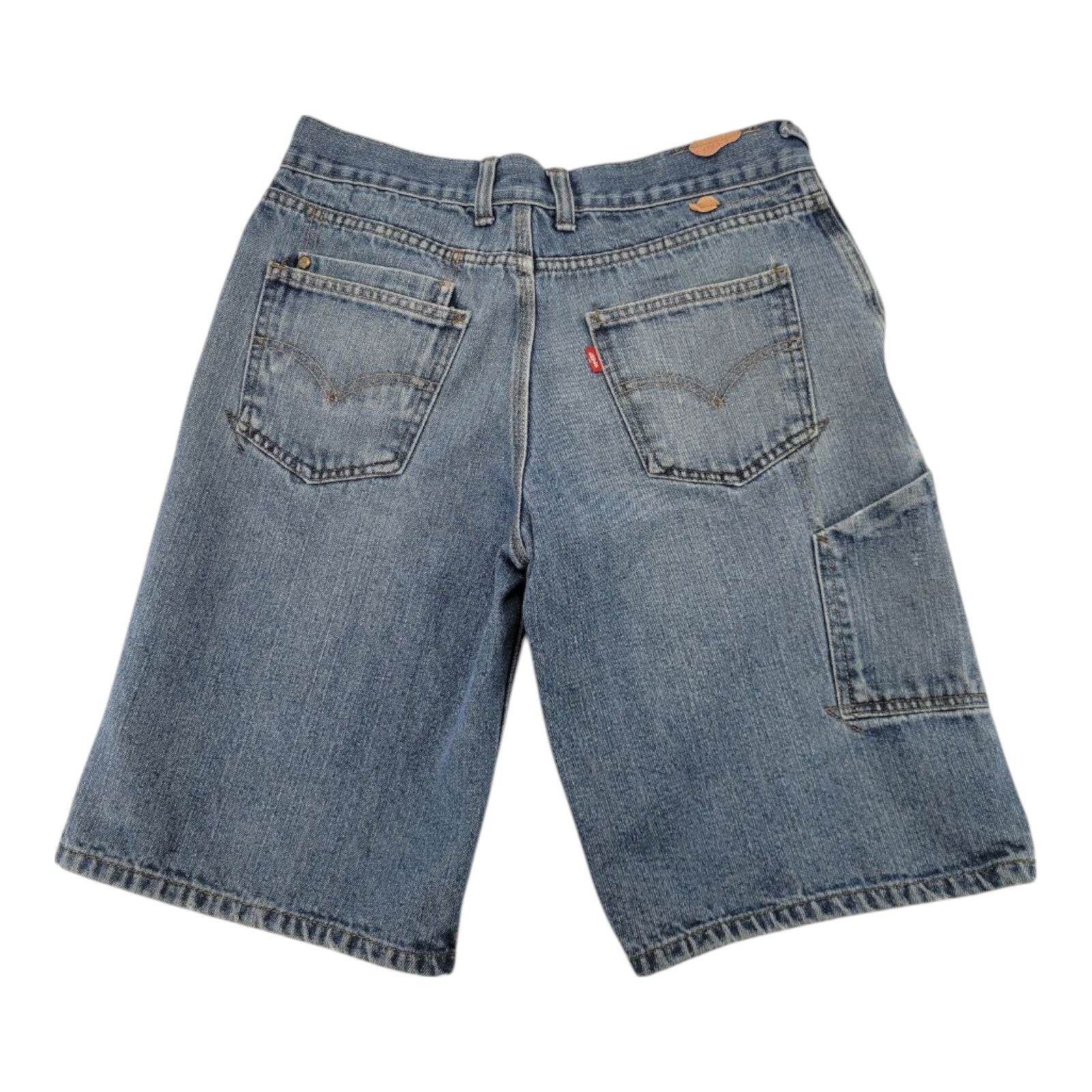 Levi's Denim Shorts Mens Blue Loose Straight Fit Carpenter Pockets Size 30