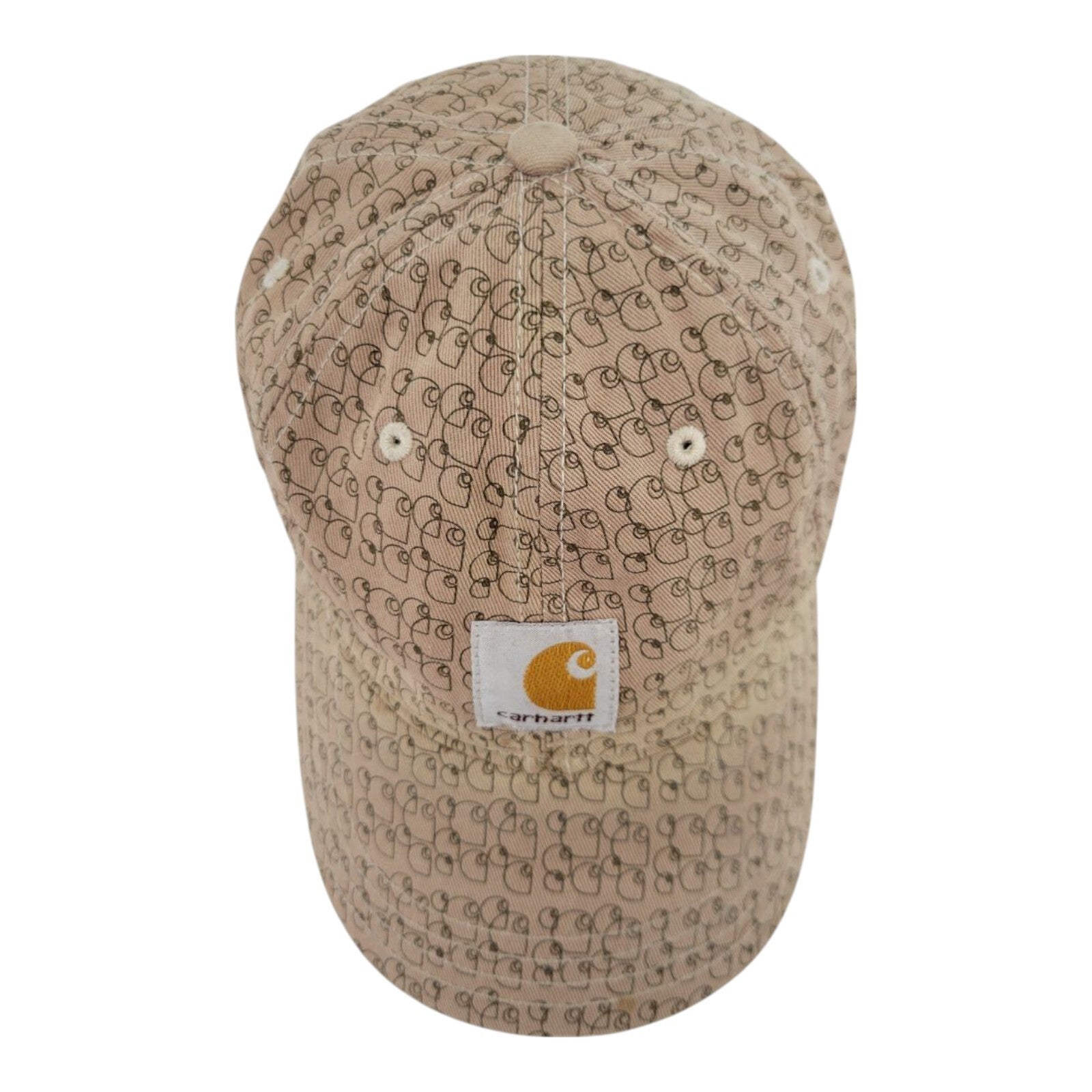 Carhartt Tan Logo Print Baseball Cap Adjustable Strapback Workwear Hat One Size