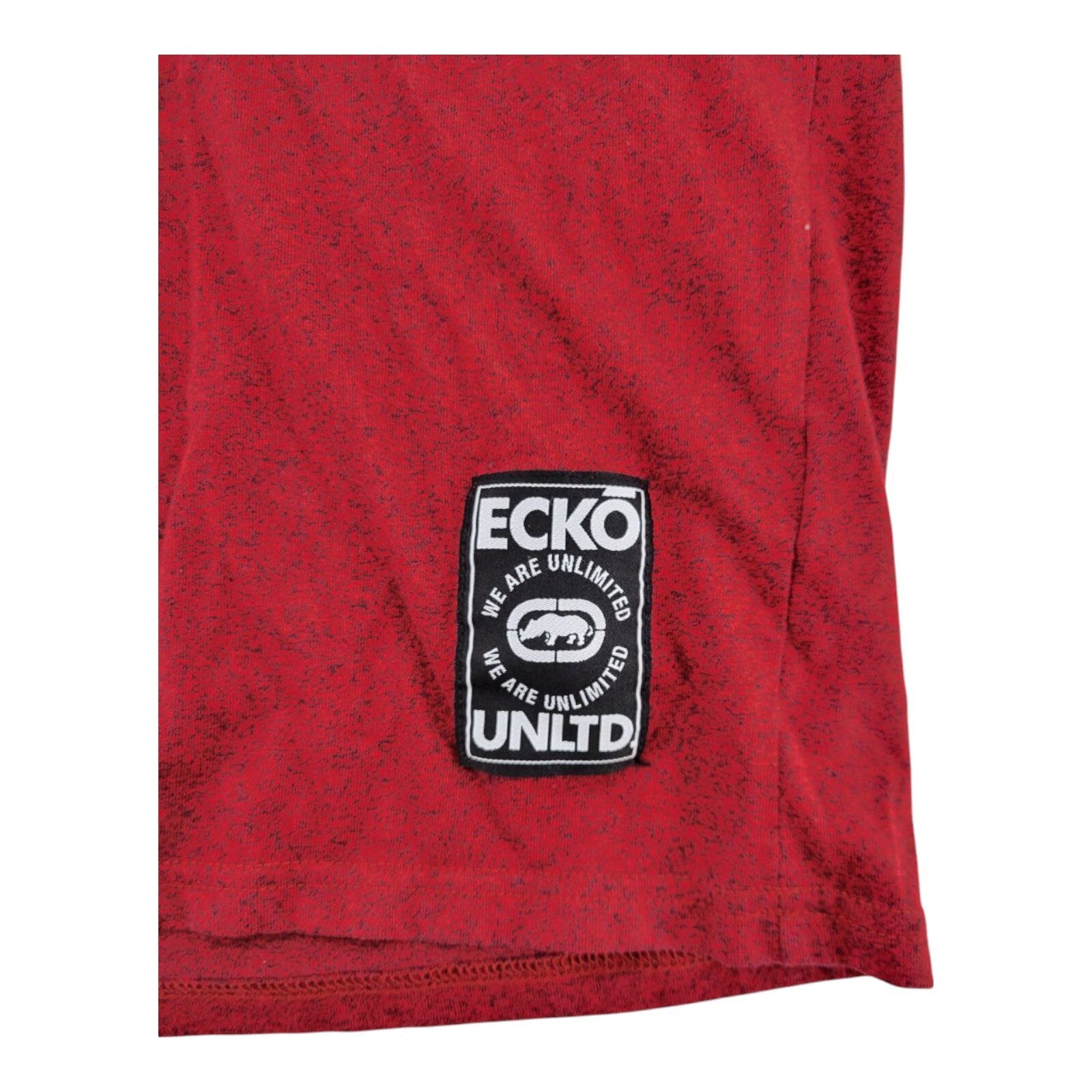 Ecko Unltd Rawthentic V Neck T Shirt Mens Red Heather Logo Patch Size L