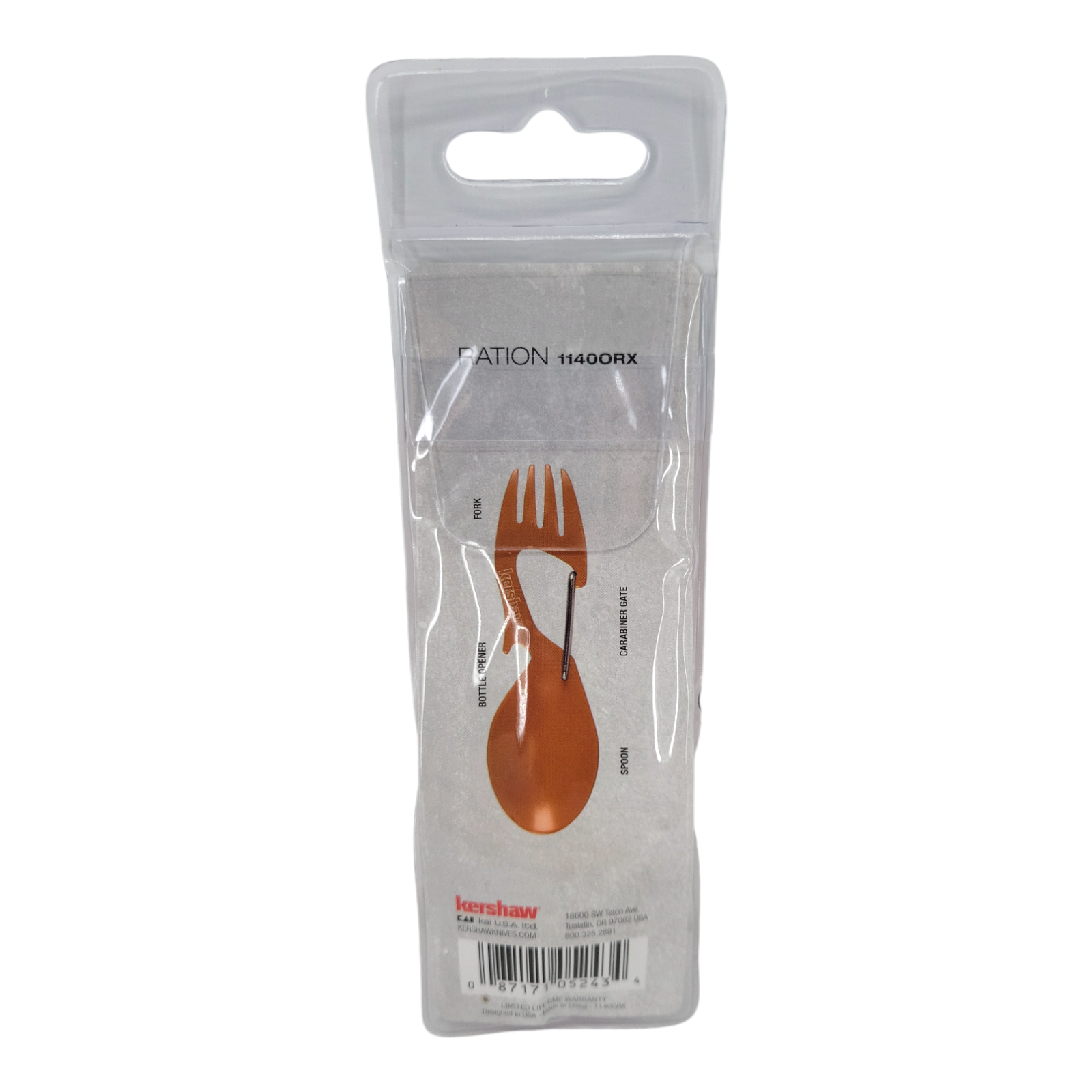 Kershaw Ration Eating Tool Orange Fork Spoon Spork Camping Travel Multi-Tool