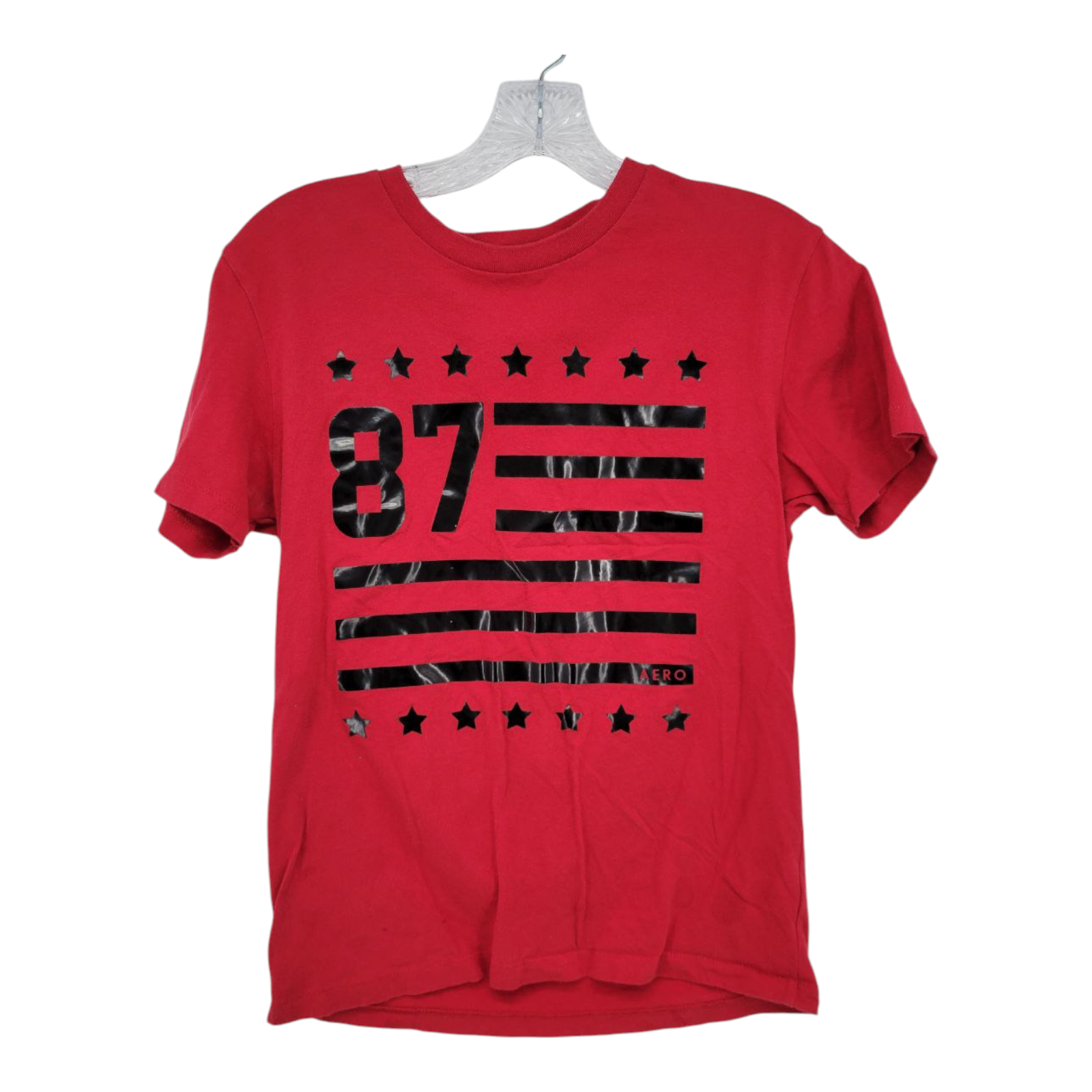 Aeropostale Mens Graphic Red T-Shirt Flag Stars Stripes Short Sleeve XS