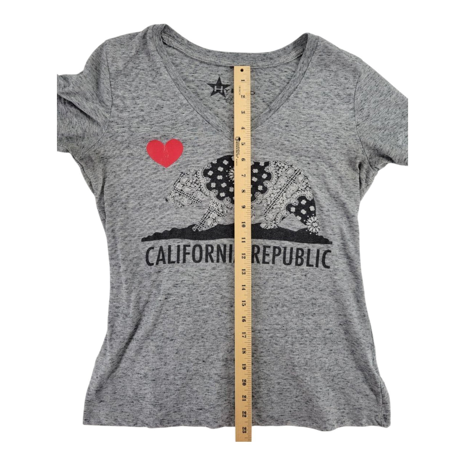Hybrid Apparel California Republic Graphic T-Shirt Gray Women's XL
