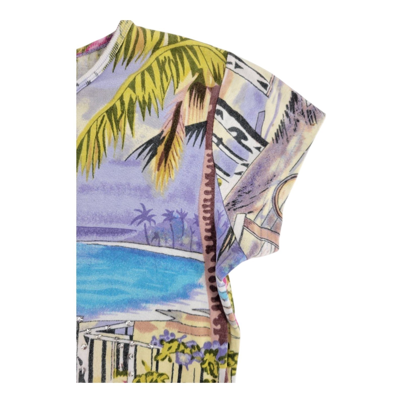 Take Two Clothing Co Beach Scene Embellished Crop Top PL Petite Large