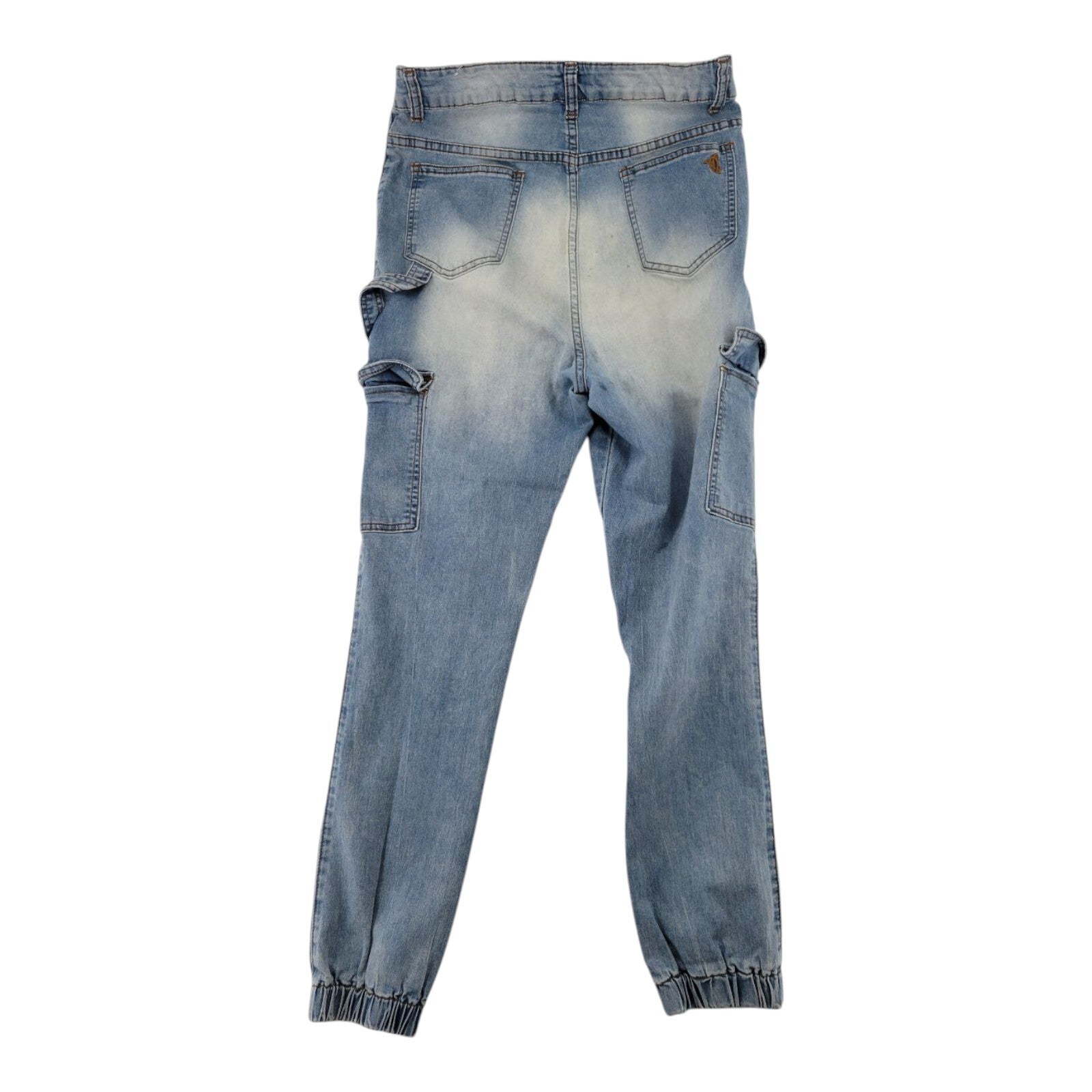VIP Jeans Light Wash Denim Cargo Jogger Pants Womens Elastic Cuff Size 15/16