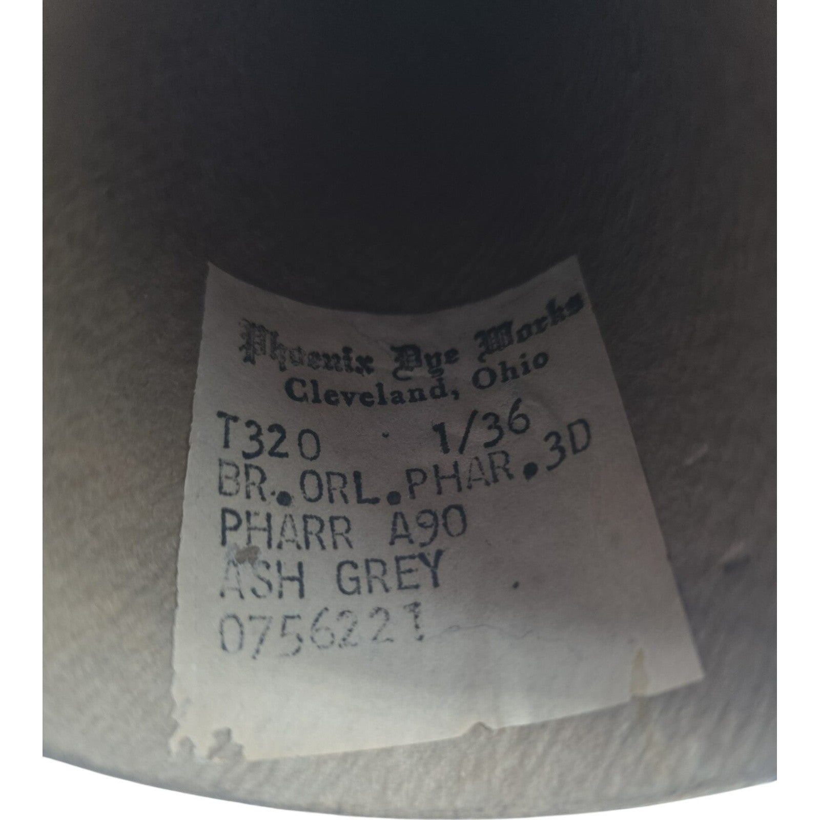Vintage 1980s Phoenix Dye Works 1/36 Acrylic Cone Yarn Ash Grey 0756221