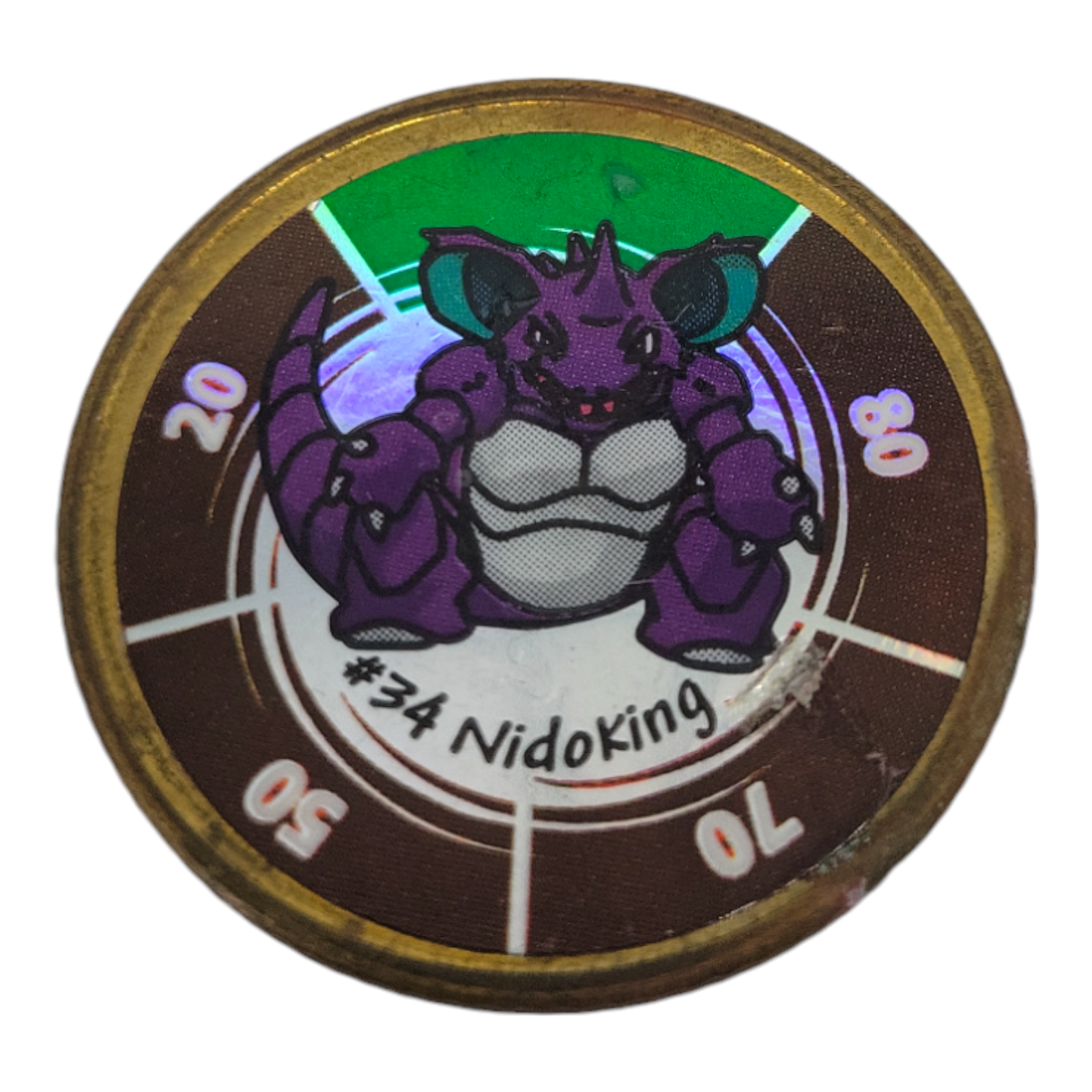 1999 Vintage Nintendo Hasbro Pokemon Battle Coin Gold Nidoking #34