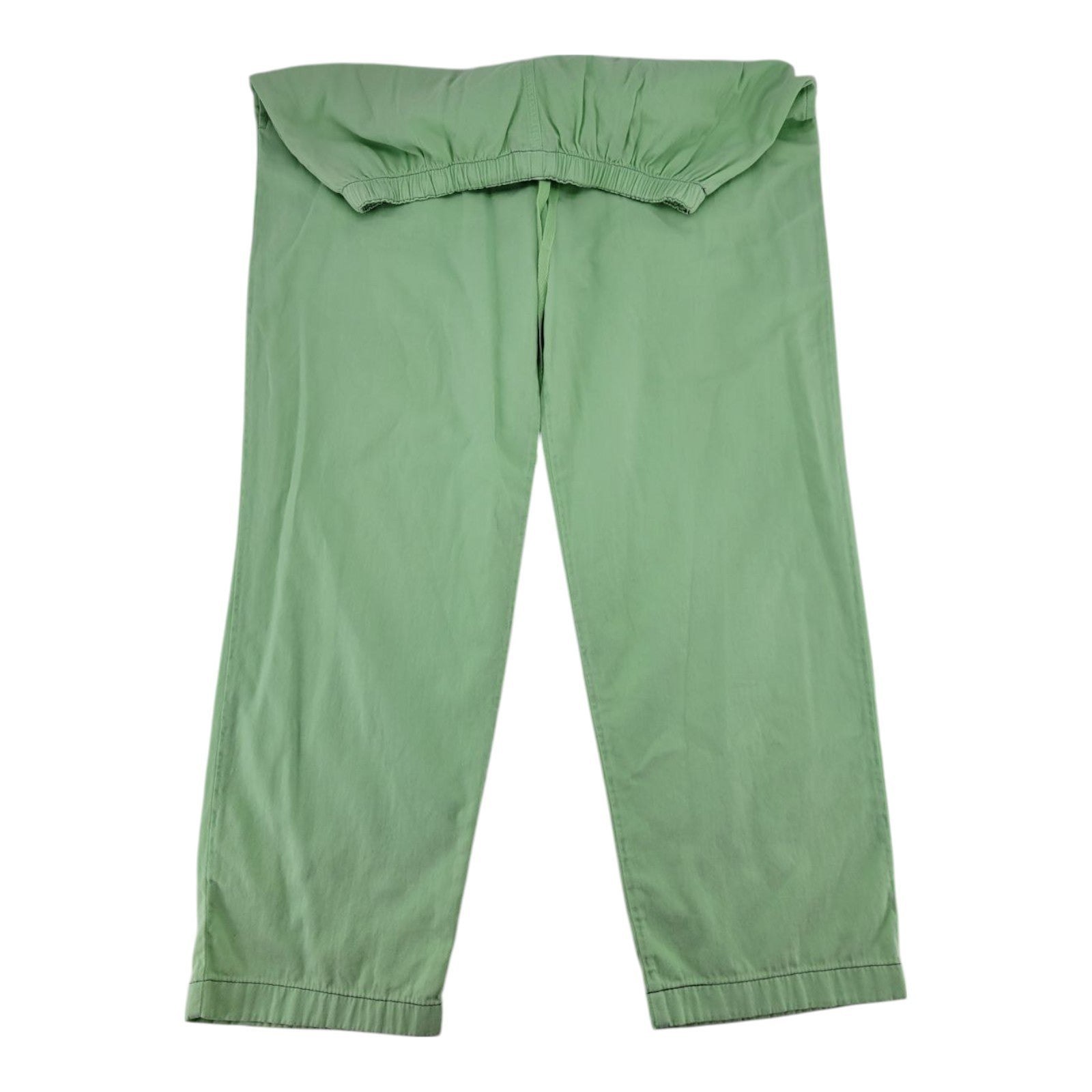Nadia Styled in Italy Green Cotton Pants Elastic Waist Drawstring Hem Medium