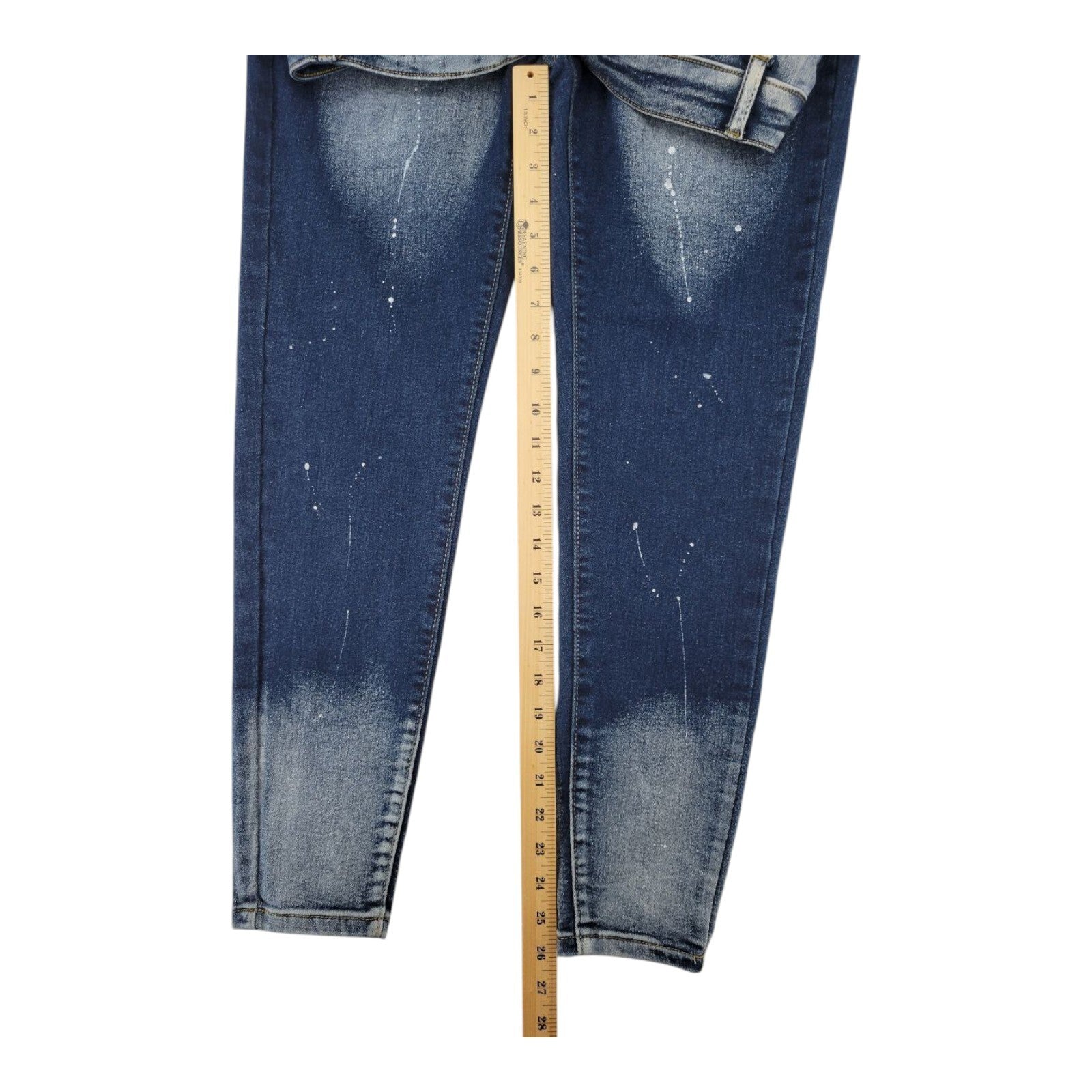Between Us Womens Blue Paint Splatter Skinny Denim Jeans Size 14