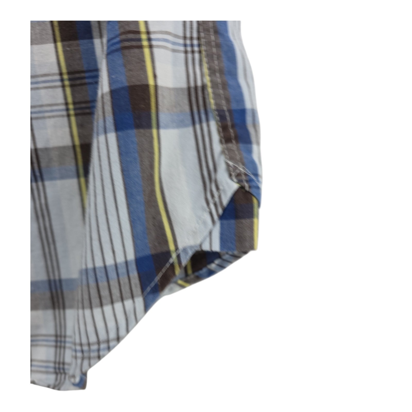 Volcom Factor Plaid Button Down Shirt Blue Brown Long Sleeve Men’s Size Small