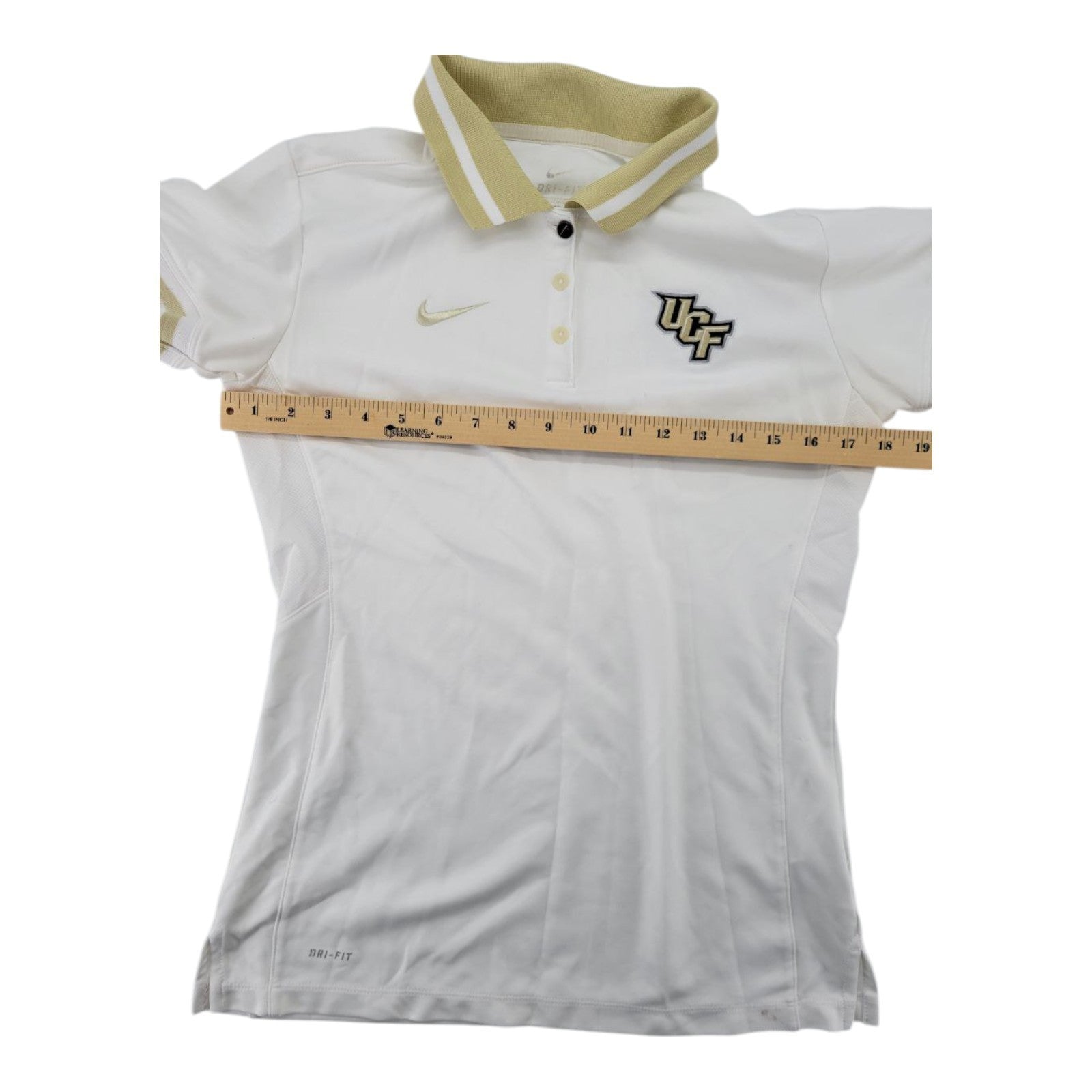 Nike Dri-FIT Women's UCF Knights Polo Shirt White Gold Athletic Short Sleeve M