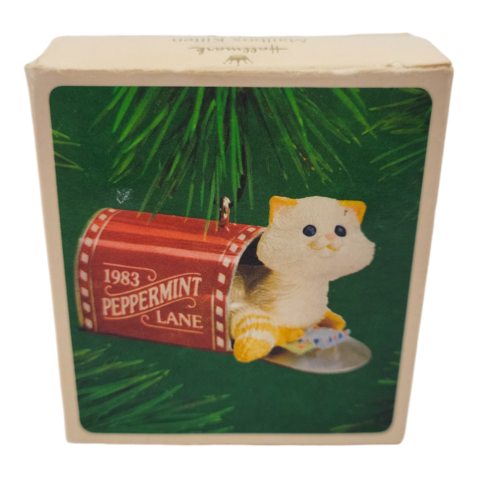 1983 Hallmark Keepsake Ornament Mailbox Kitten Cat Collectible Holiday Decor